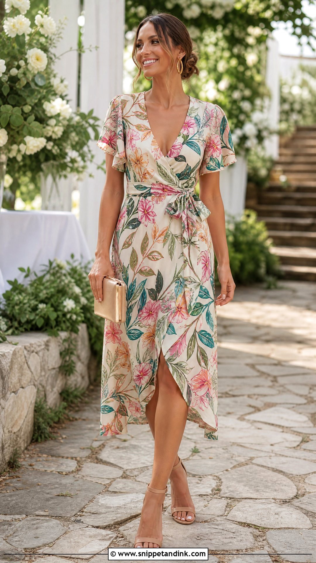 Printed Wrap Dress Wedding Outfit - Snippet and Ink - 20 Wedding Wear for Women Ideas