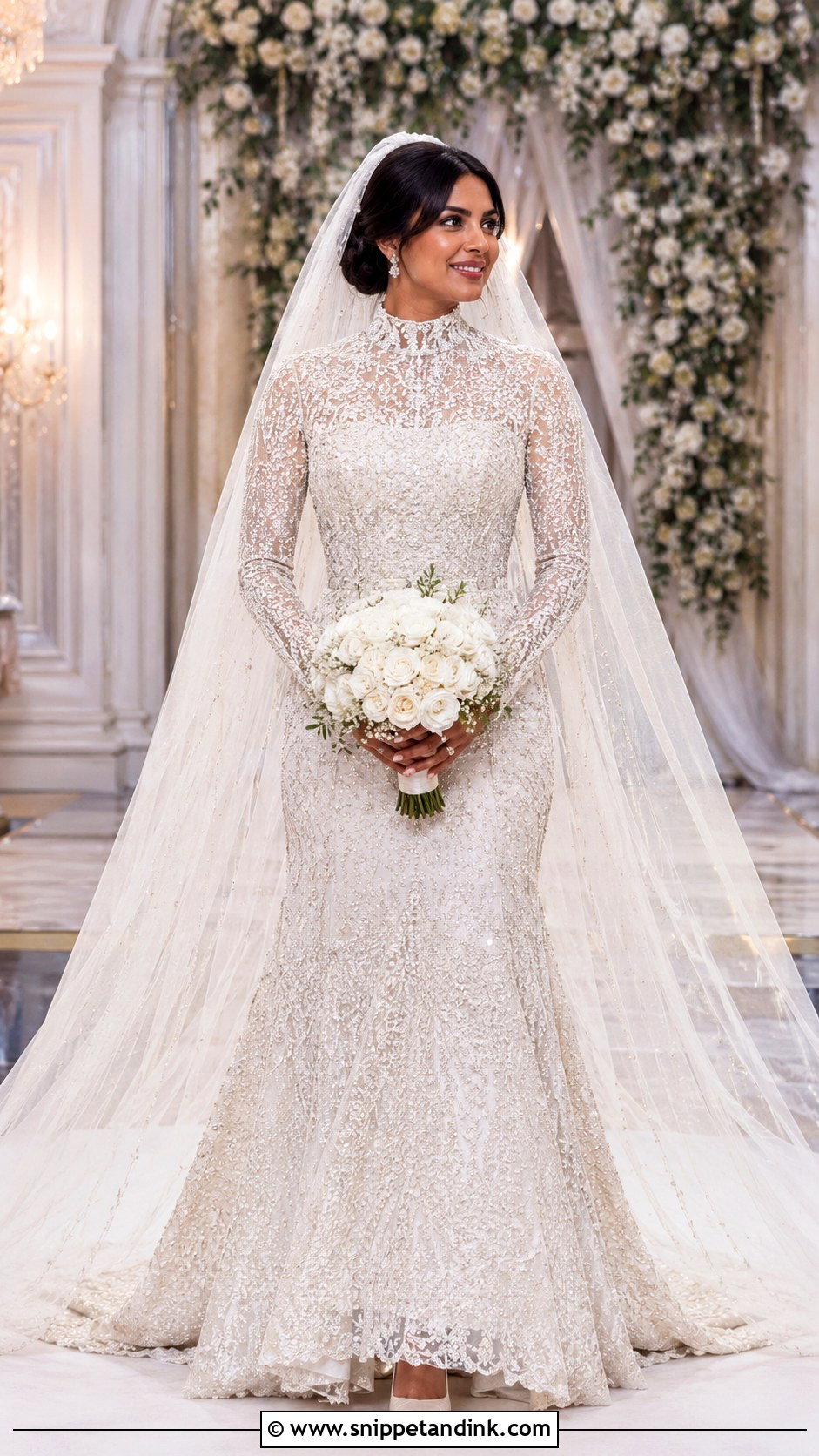 Priyanka Chopra Beaded Wedding Dress - Snippet and Ink - 20 Celebrity Brides Ideas