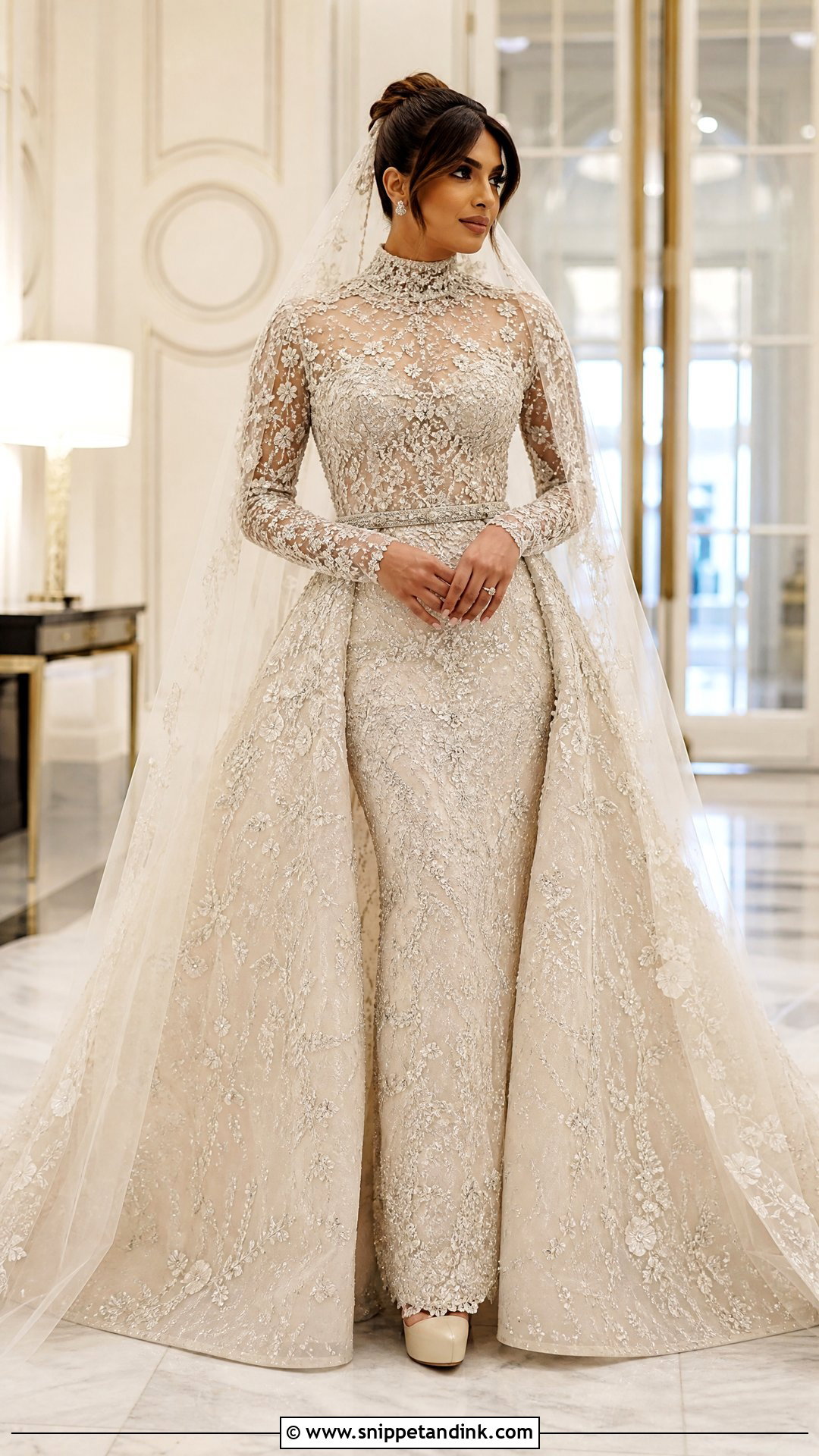 Priyanka Chopra Embellished Wedding Dress - Snippet and Ink - 20 Celeb Wedding Dress Ideas