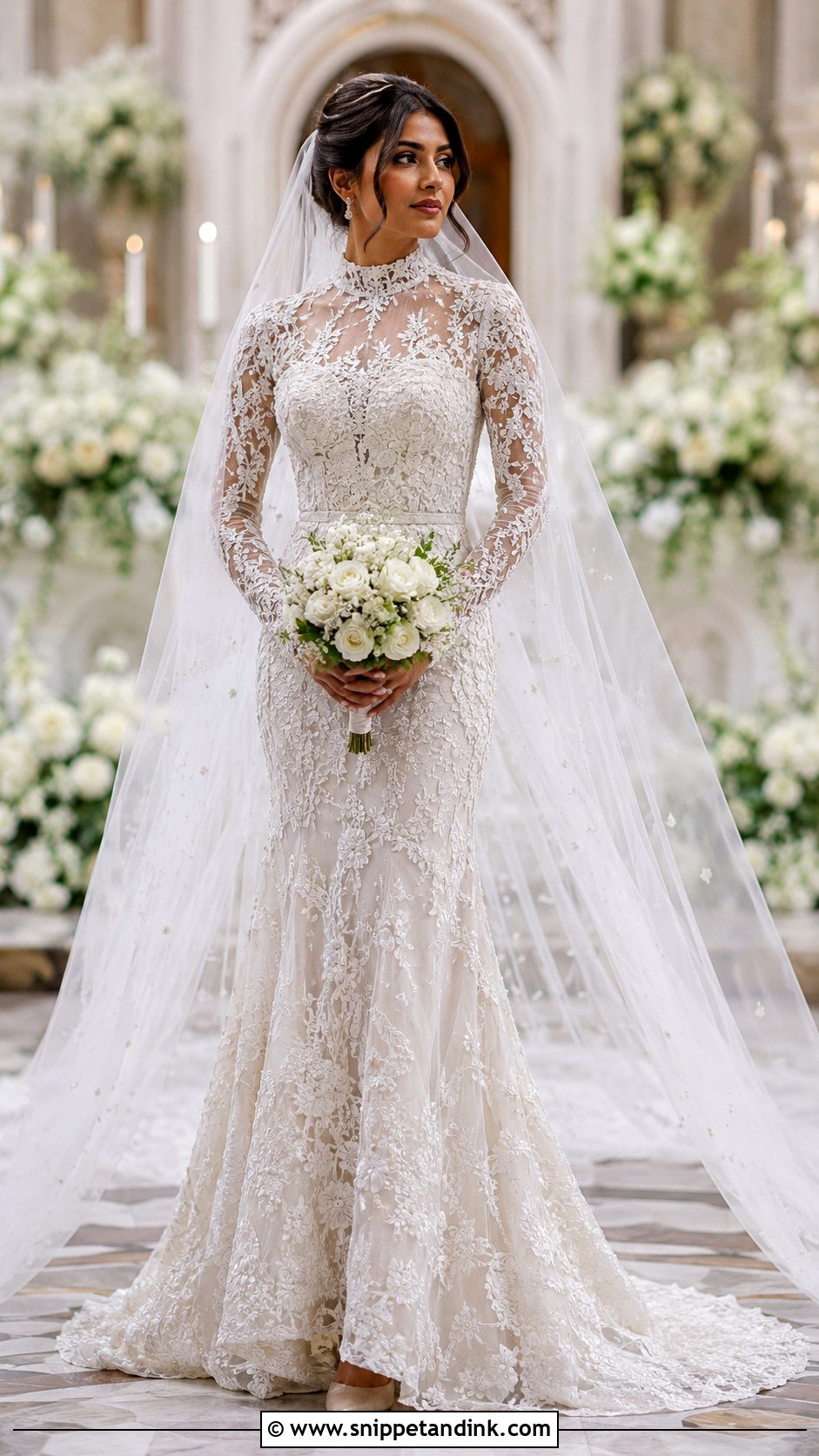 Priyanka Chopra Embroidered Wedding Dress - Snippet and Ink - 20 Celebrity Wedding Dress Ideas