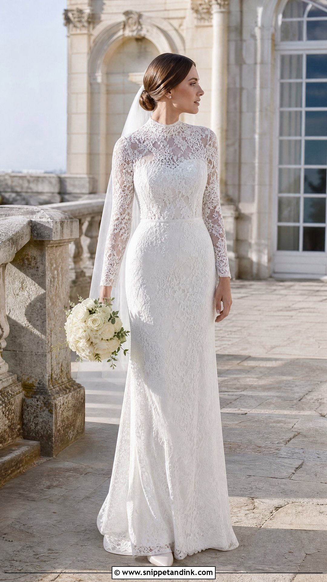 Pronovias High Neck Lace Bridal Gown - Snippet and Ink - 20 Pronovias Bridal 2025 Ideas