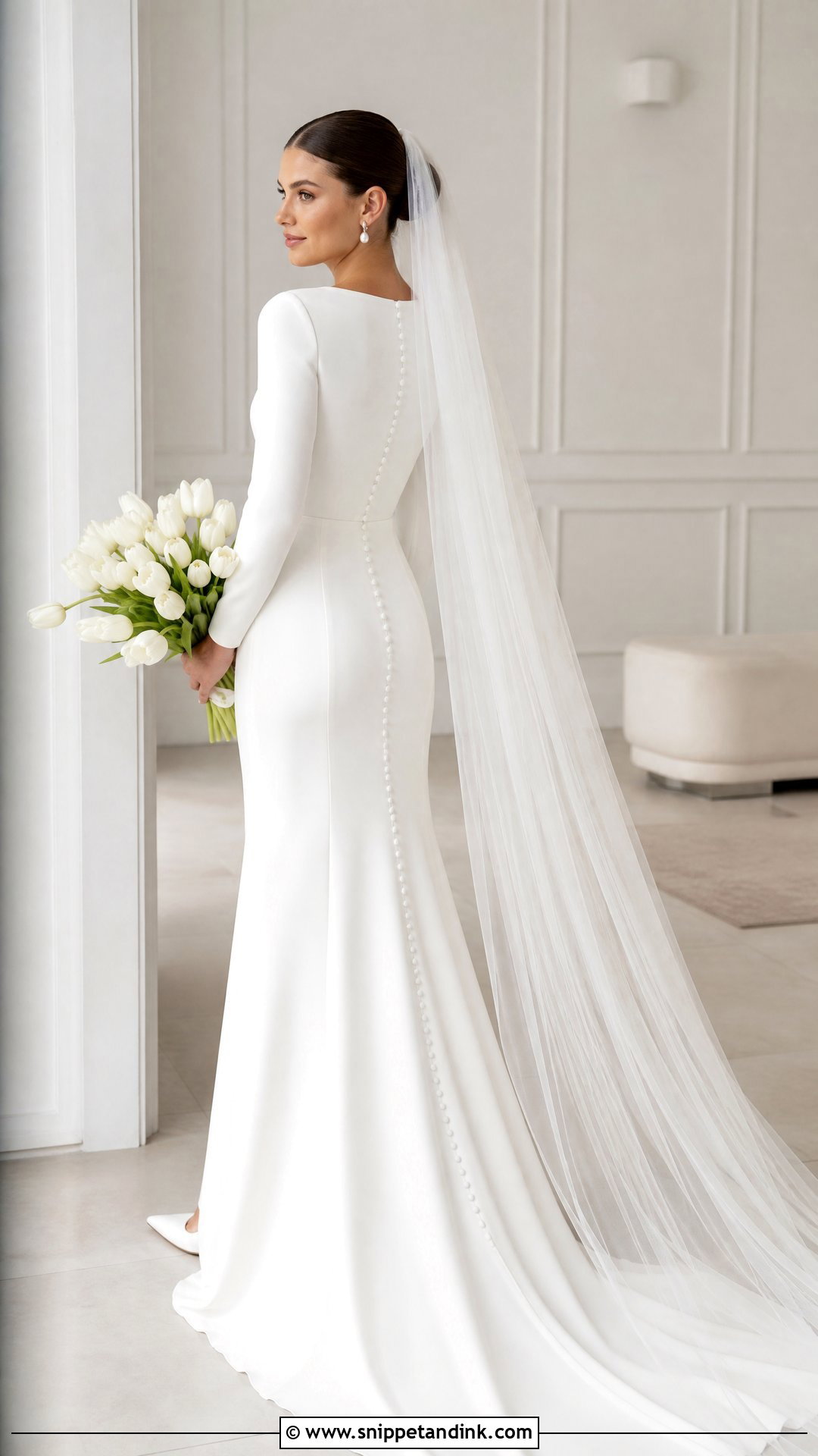 Pronovias Long Sleeve Crepe Bridal Gown - Snippet and Ink - 20 Pronovias Bridal 2025 Ideas