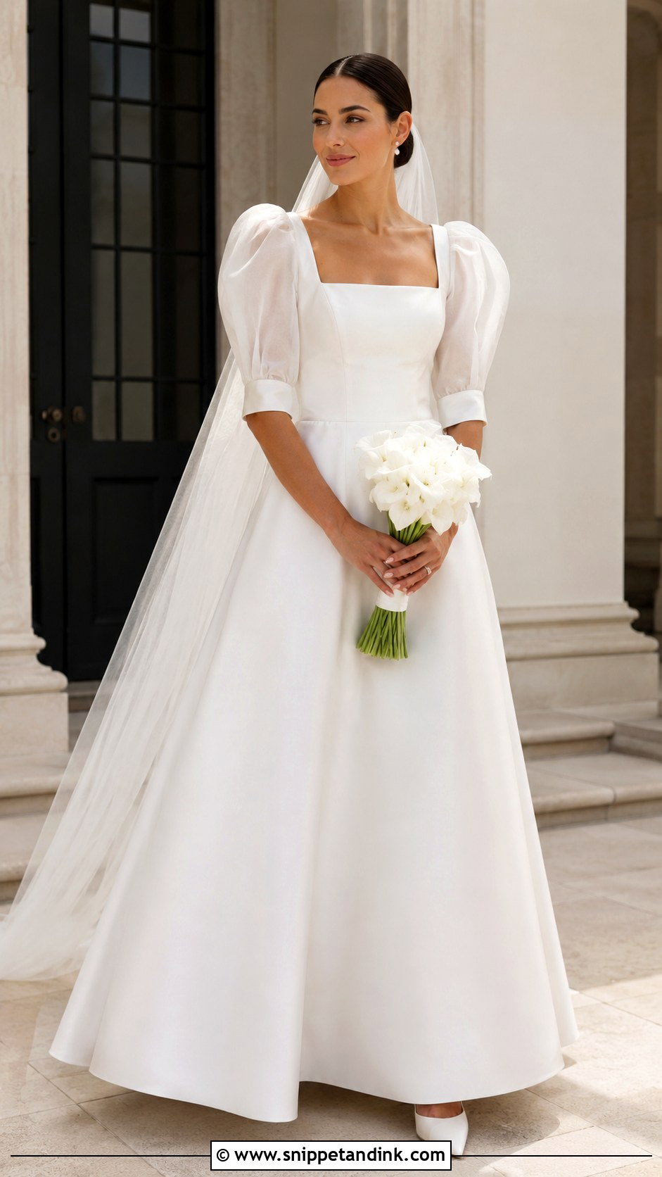 Puff Half Sleeve Wedding Dress - Snippet and Ink - 20 Half Sleeve Wedding Dress Ideas