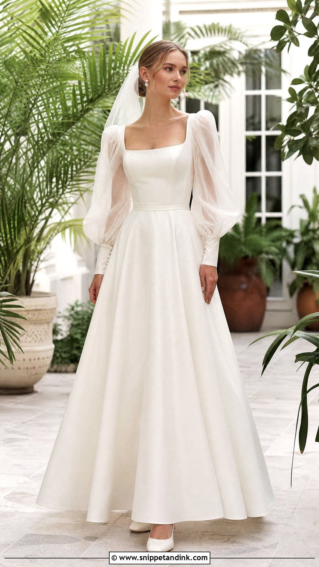 Puff Sleeve A Line Wedding Dress - Snippet and Ink - 25 70s Style Wedding Dress Ideas