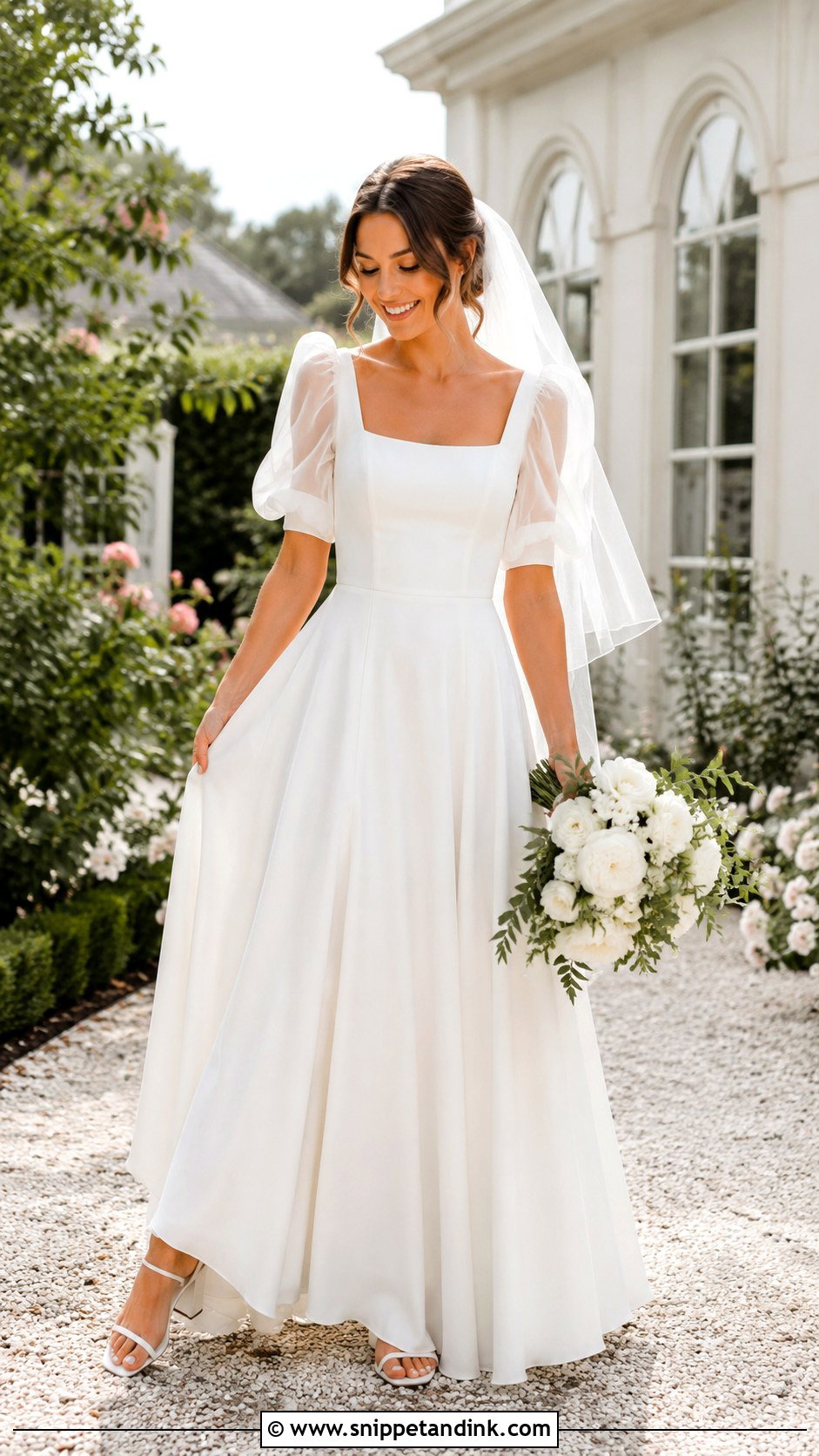 Puff Sleeve A Line Wedding Dress - Snippet and Ink - 25 Puffy Sleeve Wedding Dress Ideas