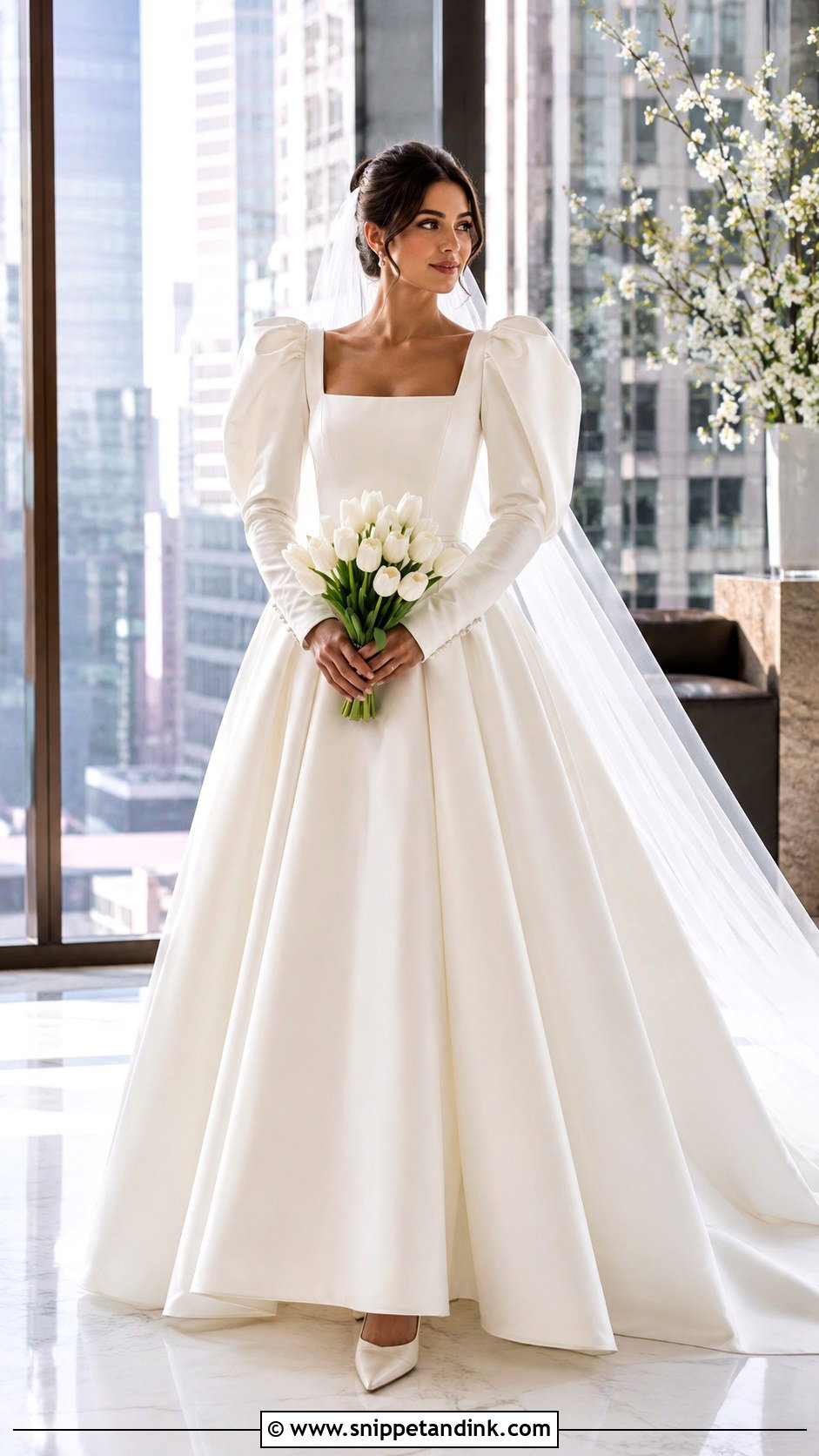 Puff Sleeve A Line Wedding Dress - Snippet and Ink - 20 Long Sleeve a Line Wedding Dress Ideas