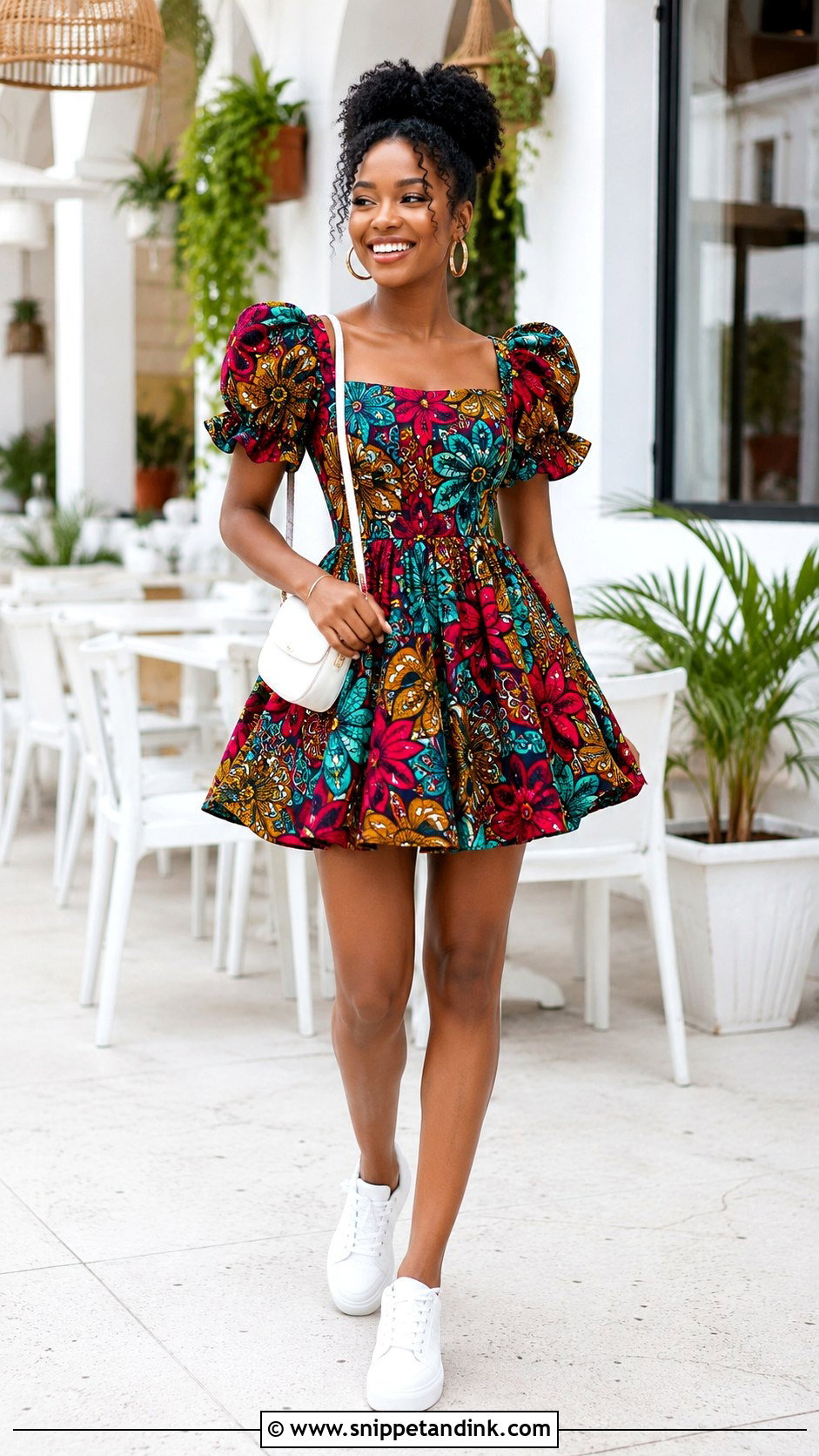 Puff Sleeve Ankara Flared Mini Gown - Snippet and Ink - 20 Ankara Fled Gown Ideas