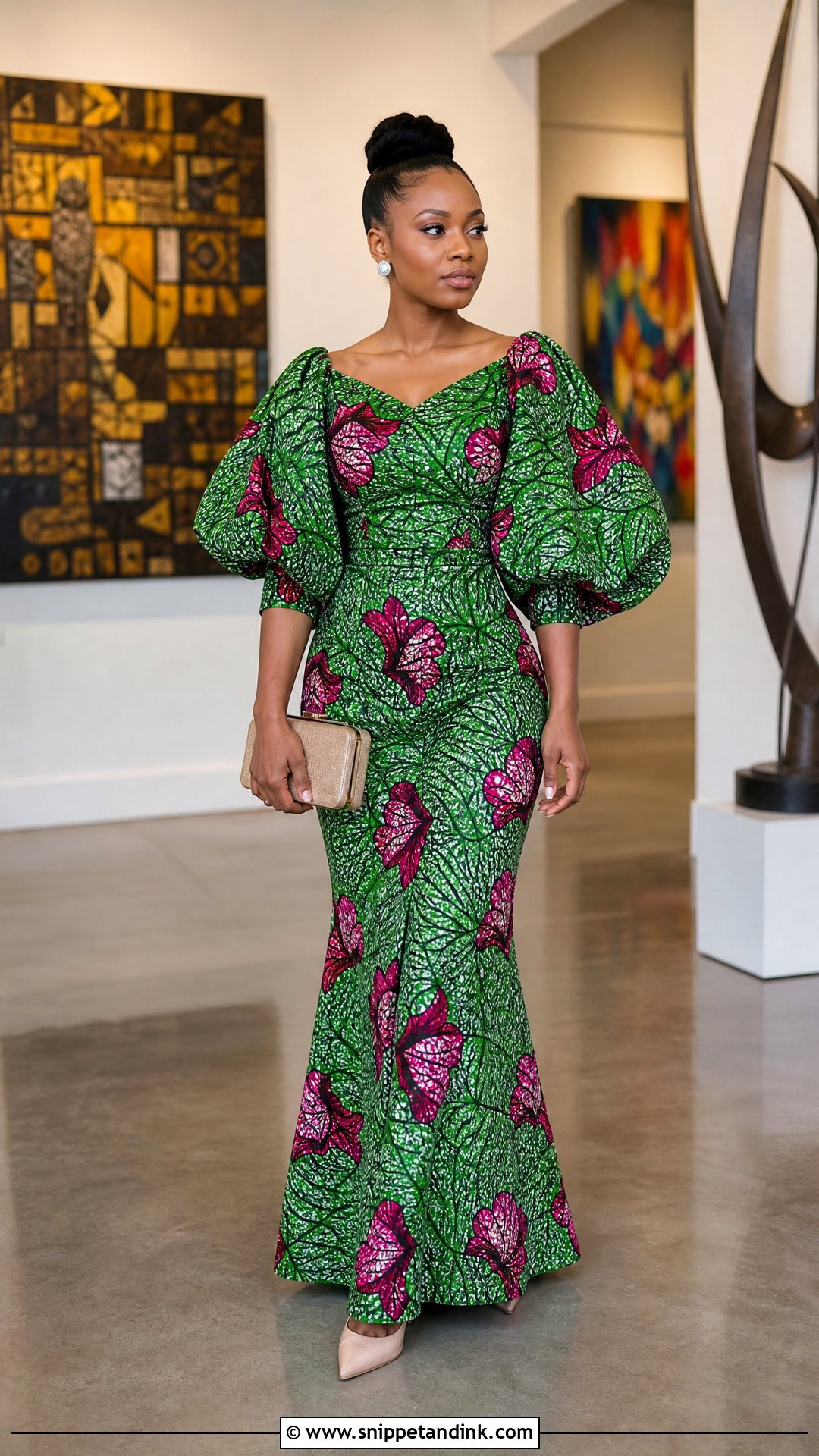 Puff Sleeve Ankara Gown - Snippet and Ink - 25 Big Ankara Gown Styles