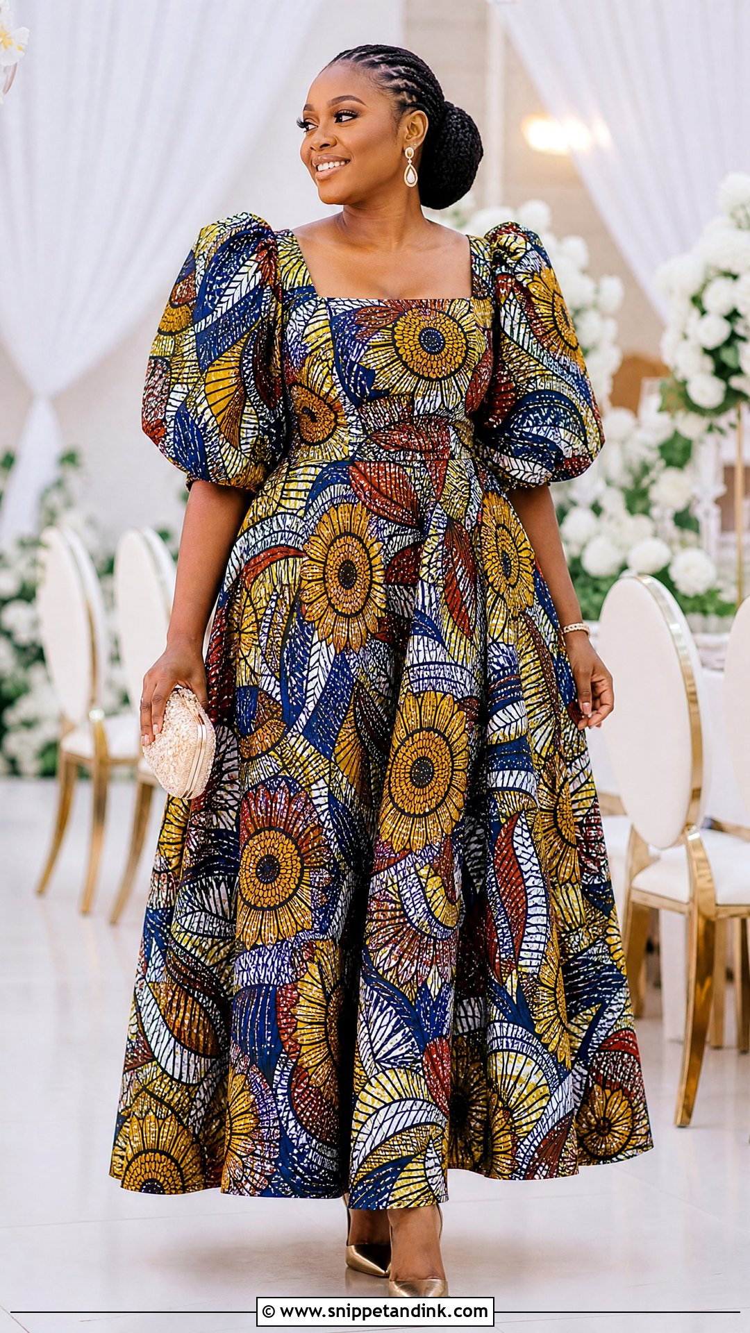 Puff Sleeve Ankara Wedding Dress - Snippet and Ink - 25 Ankara Wedding Dress Ideas