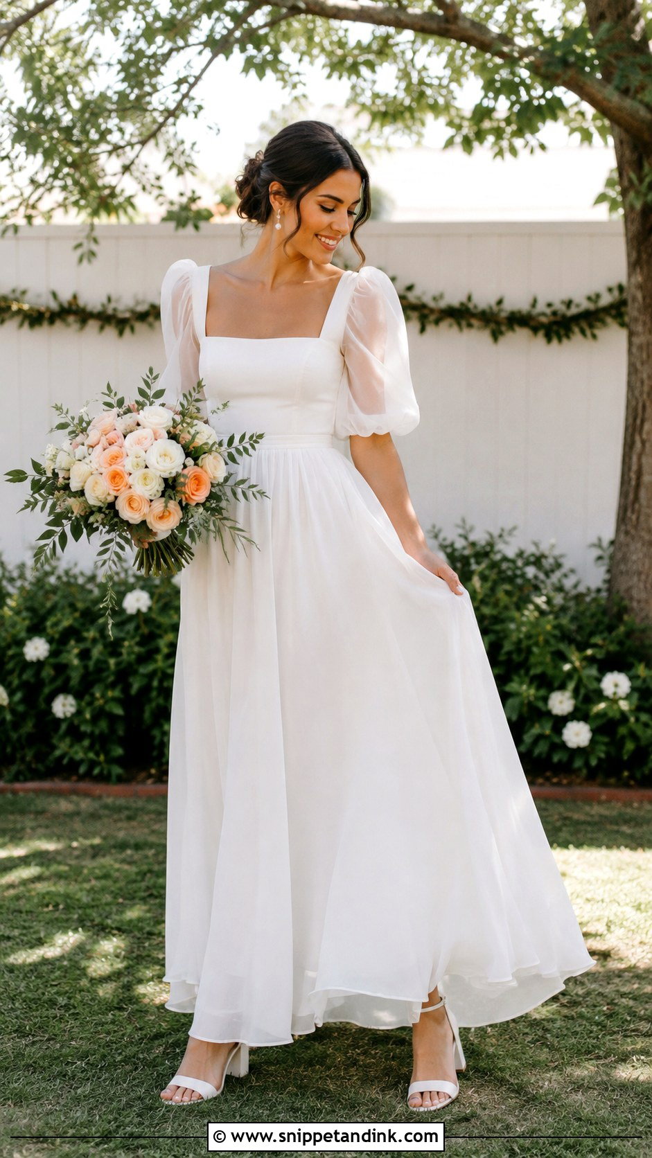 Puff Sleeve Backyard Wedding Dress - Snippet and Ink - 20 Backyard Wedding Dresses