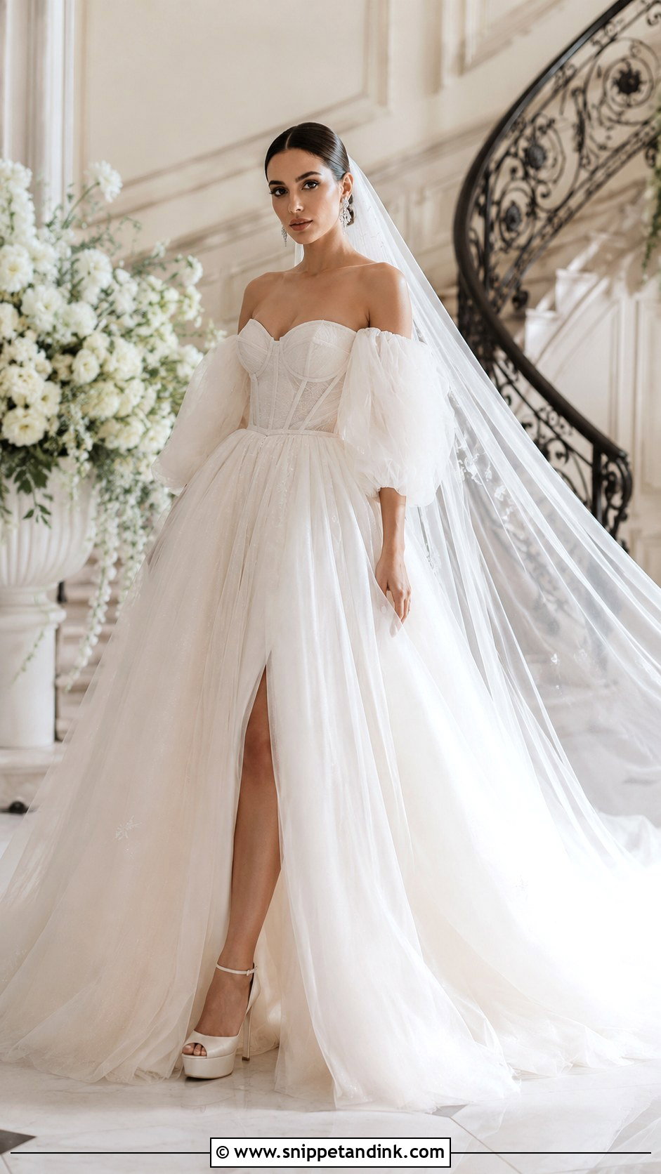 Puff Sleeve Ball Gown Wedding Dress - Snippet and Ink - 20 Whimsical Wedding Dress with Sleeves