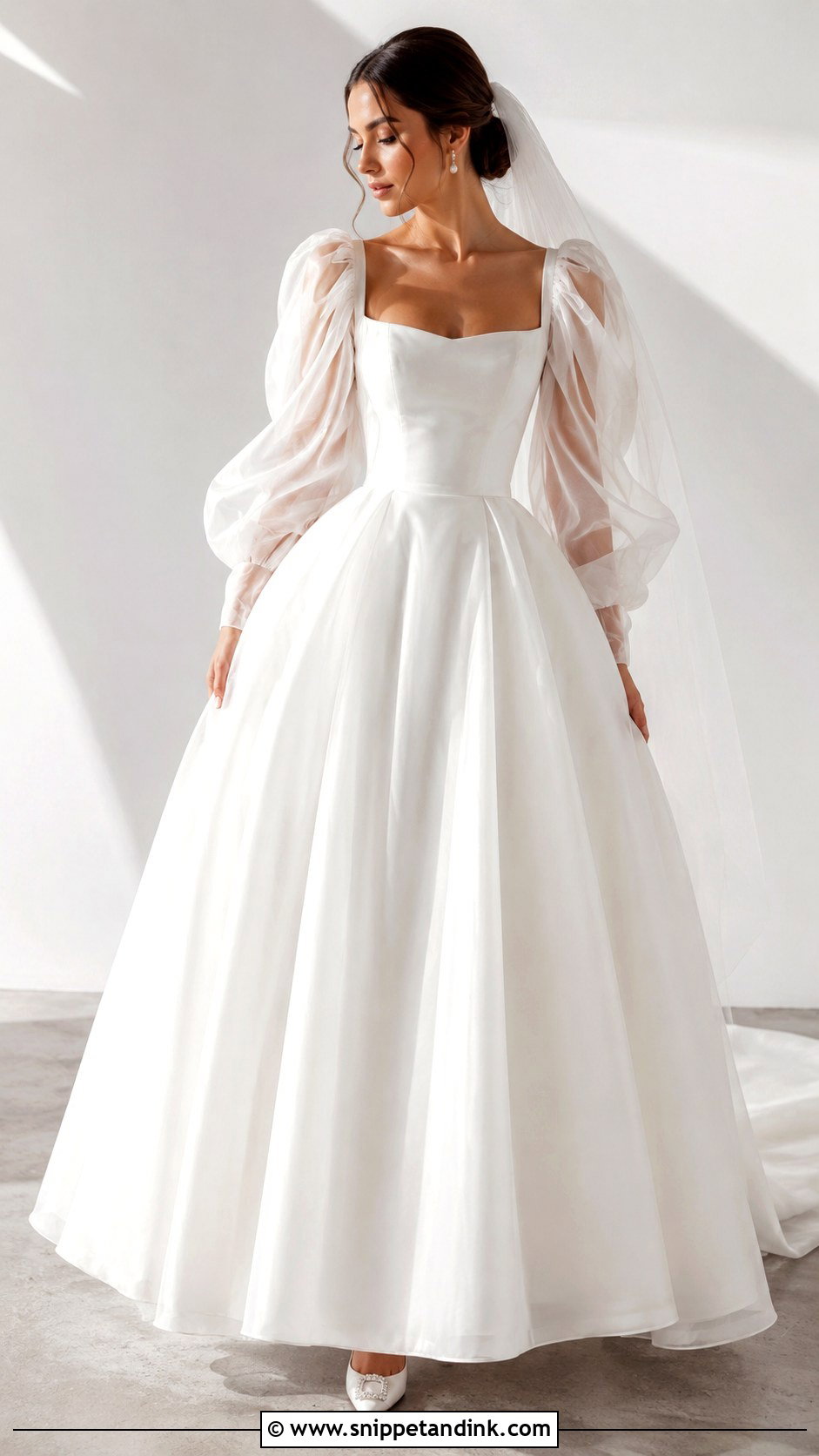 Puff Sleeve Ball Gown Wedding Dress - Snippet and Ink - 25 Ball Gown Wedding Dress with Sleeves