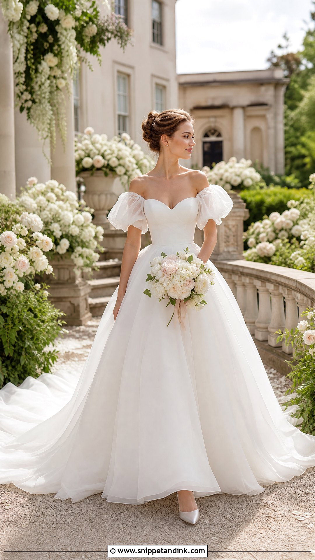 Puff Sleeve Ballgown Wedding Dress - Snippet and Ink - 25 Ballgown Wedding Dress with Sleeves