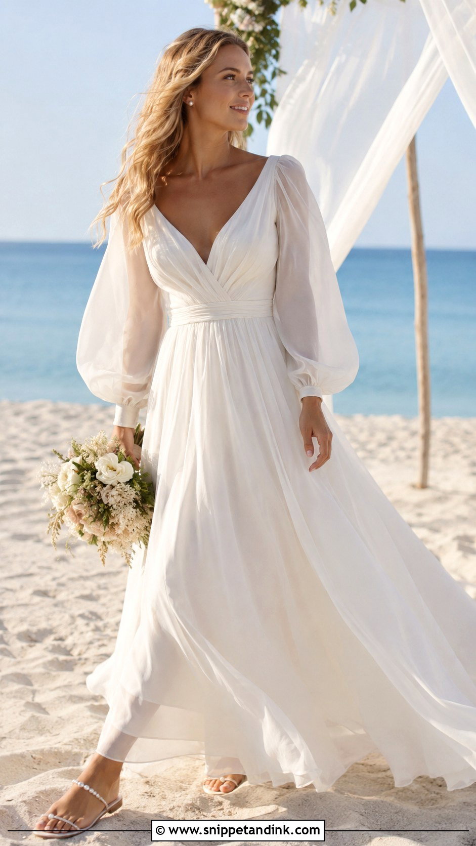 Puff Sleeve Beach Wedding Dress - Snippet and Ink - 30 Puff Sleeve Wedding Dress Ideas