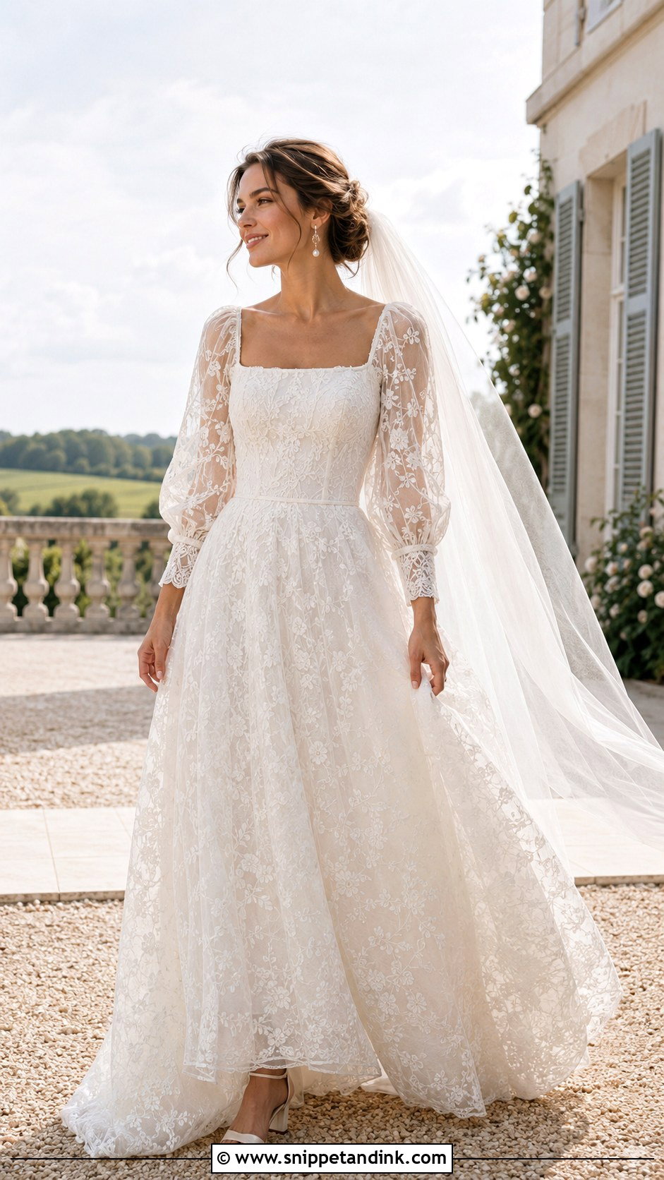 Puff Sleeve Bohemian Lace Wedding Dress - Snippet and Ink - 20 Bohemian Lace Wedding Dress Ideas