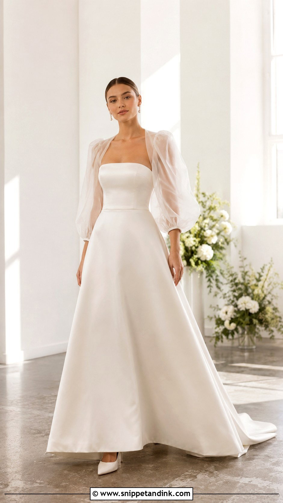 Puff Sleeve Bolero Wedding Dress - Snippet and Ink - 25 Bolero Wedding Dress Ideas