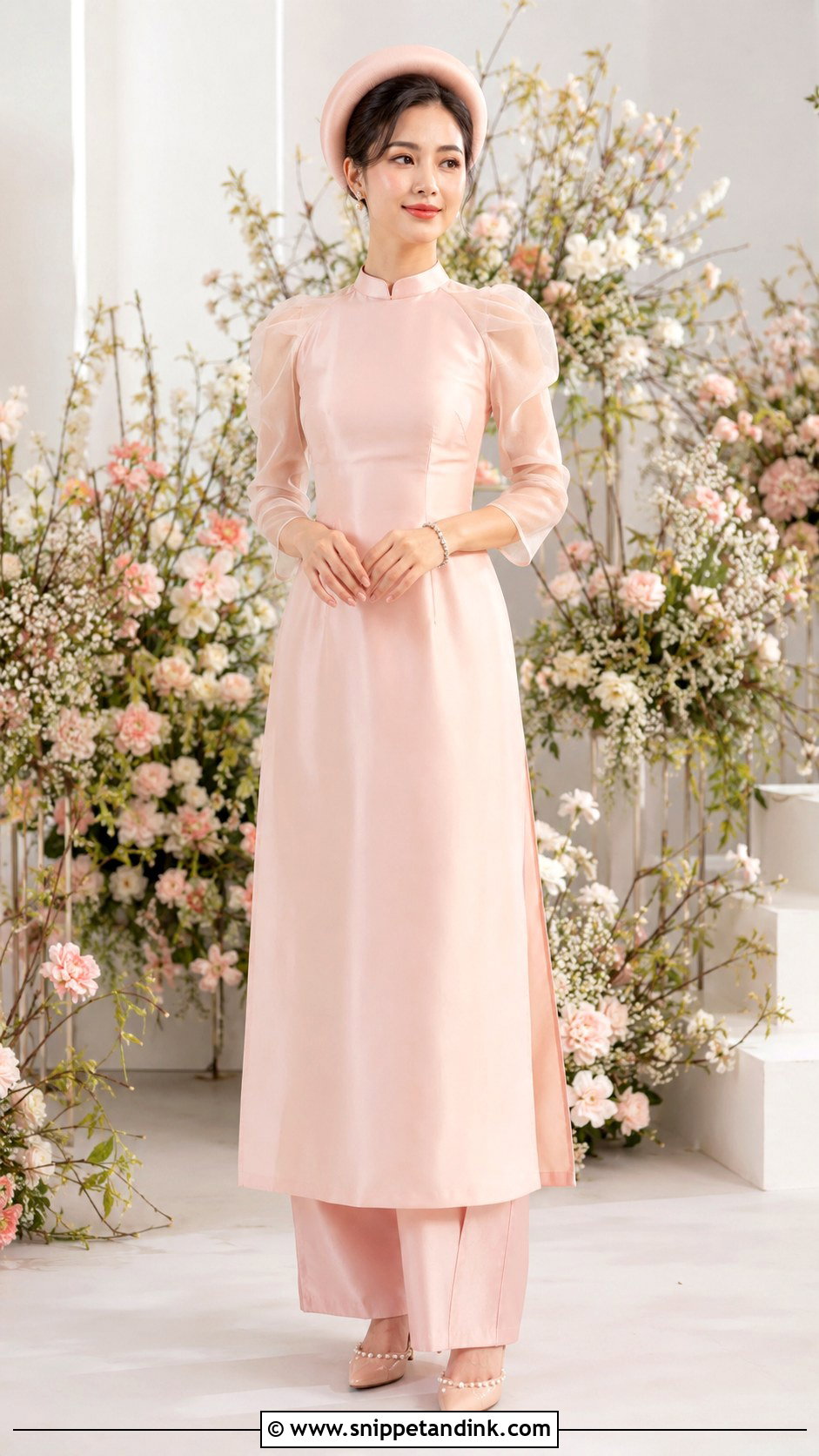 Puff Sleeve Bridal Ao Dai - Snippet and Ink - 20 Vietnamese Wedding Ao Dai Ideas