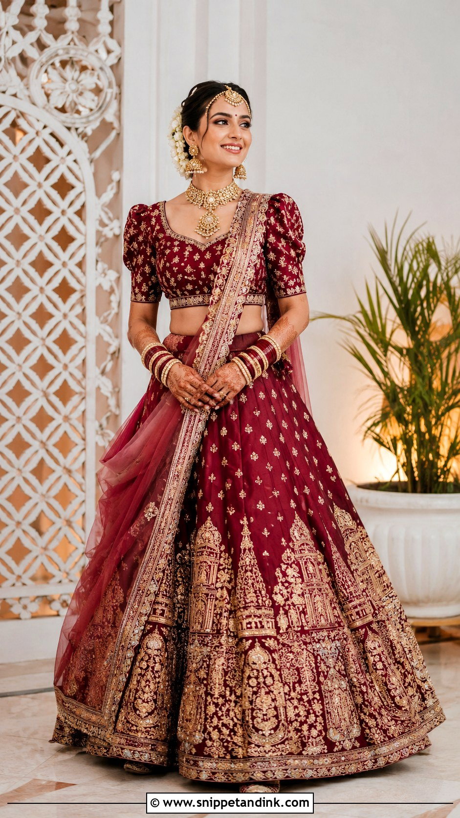Puff Sleeve Bridal Blouse With Embroidery - Snippet and Ink - 20 Bridal Blouse Sleeve Designs