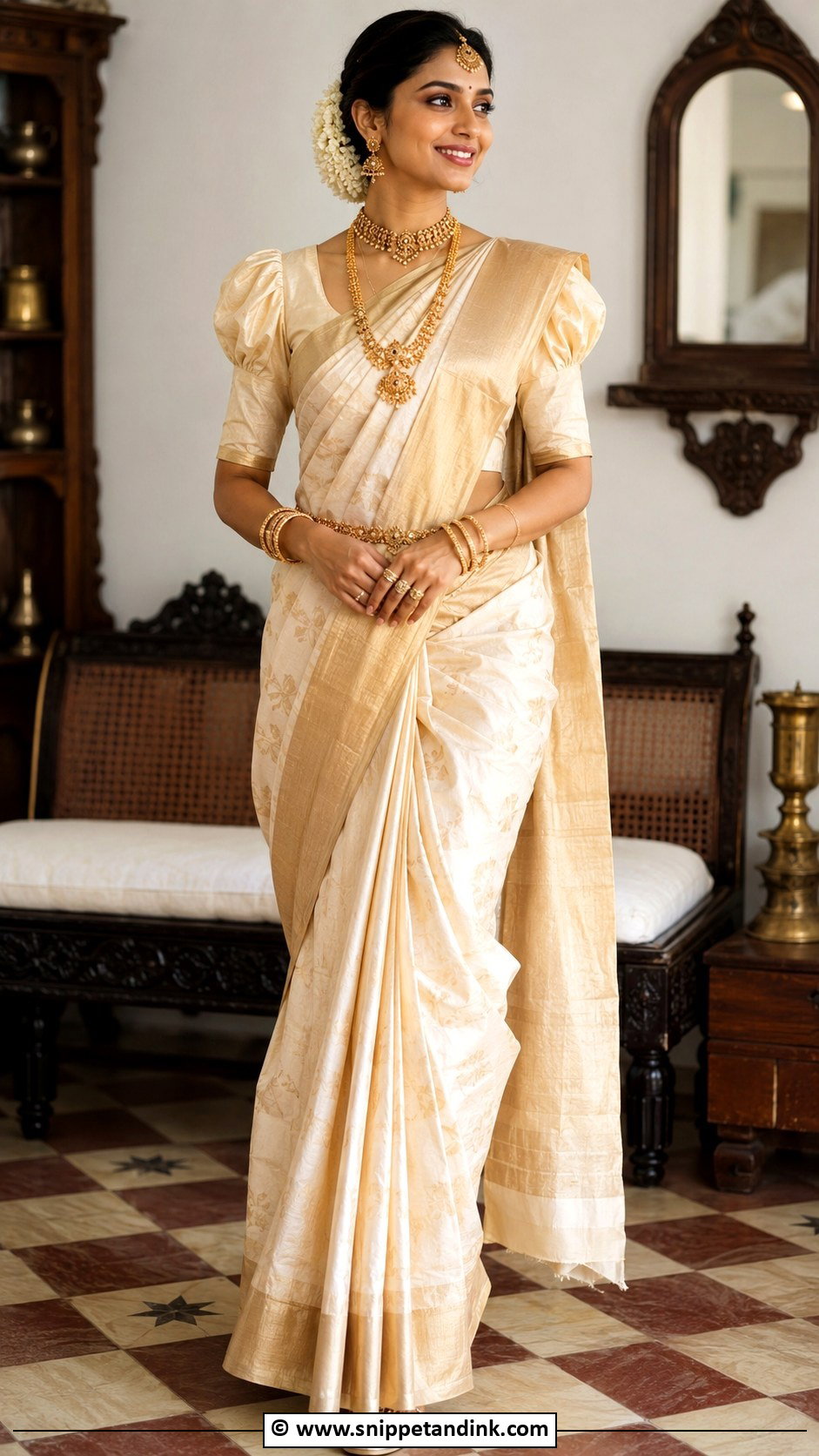 Puff Sleeve Bridal Blouse With Silk Saree - Snippet and Ink - 30 Bride Blouse Designs