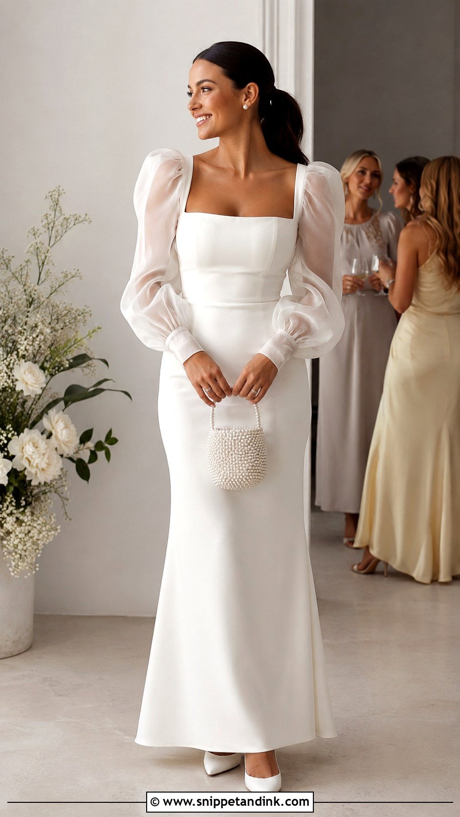 Puff Sleeve Bridal Maxi Dress - Snippet and Ink - 20 Bridal Maxi Ideas