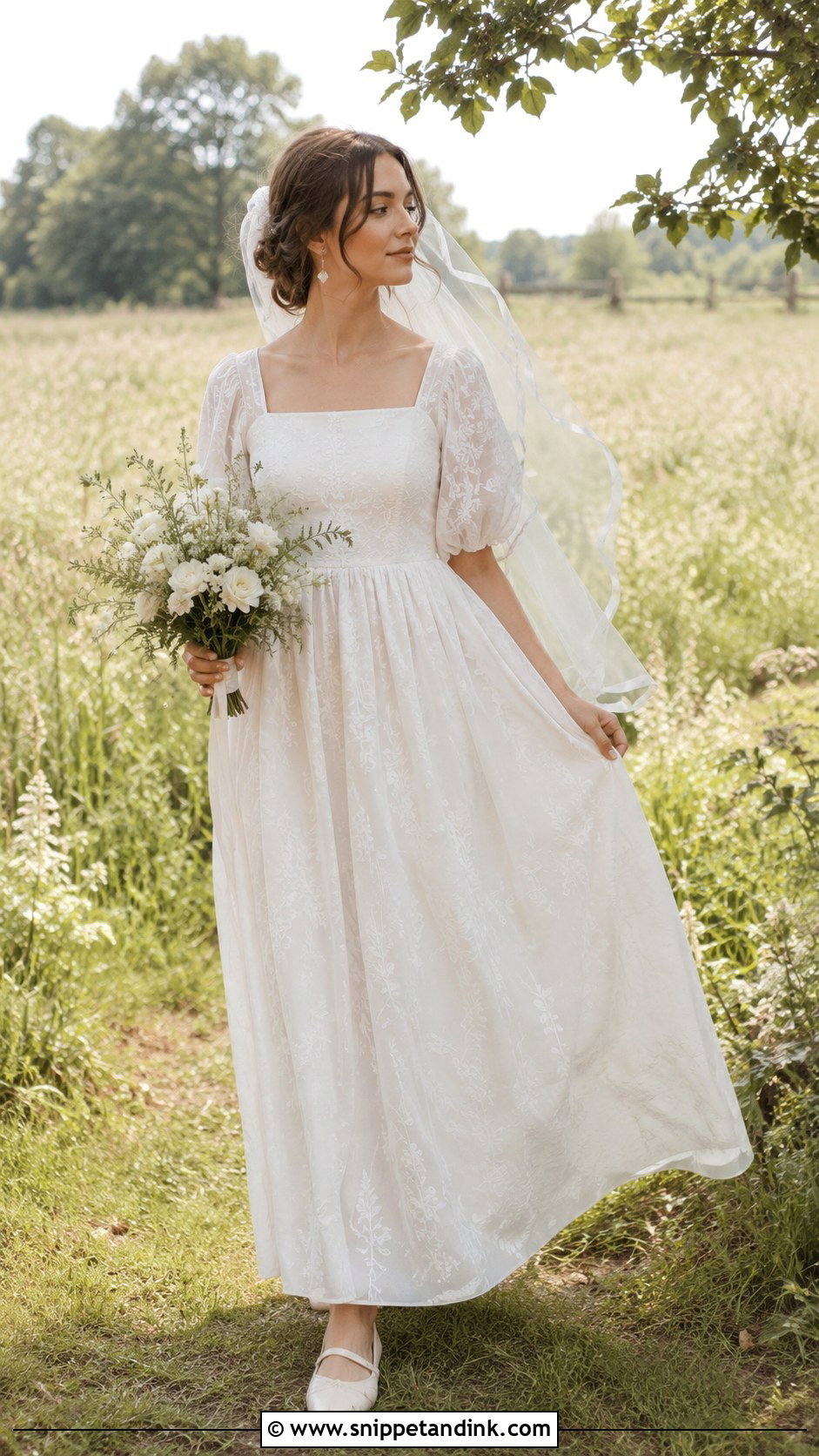Puff Sleeve Cottagecore Wedding Dress - Snippet and Ink - 20 Loose Wedding Dress Ideas