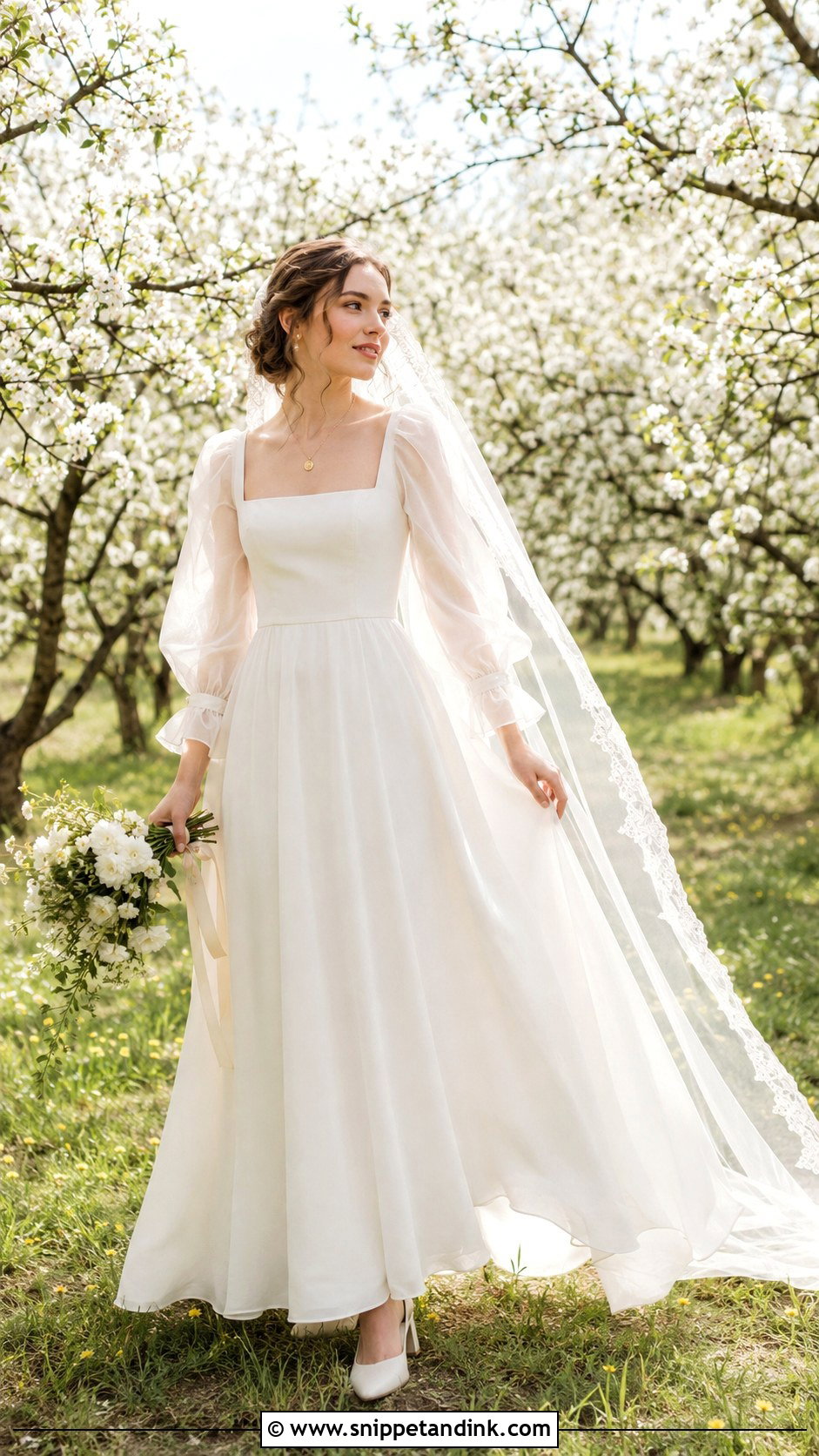 Puff Sleeve Cottagecore Wedding Dress - Snippet and Ink - 20 Cottagecore Wedding Dresses