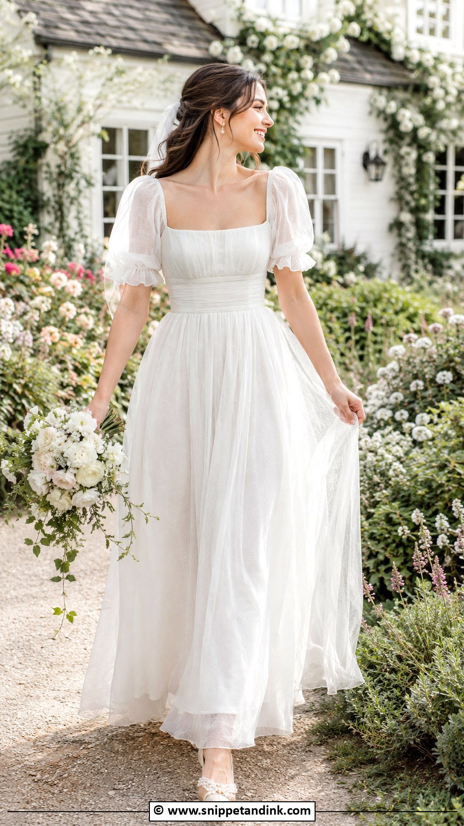 Puff Sleeve Cottagecore Wedding Dress - Snippet and Ink - 30 Cottagecore Wedding Dress Ideas