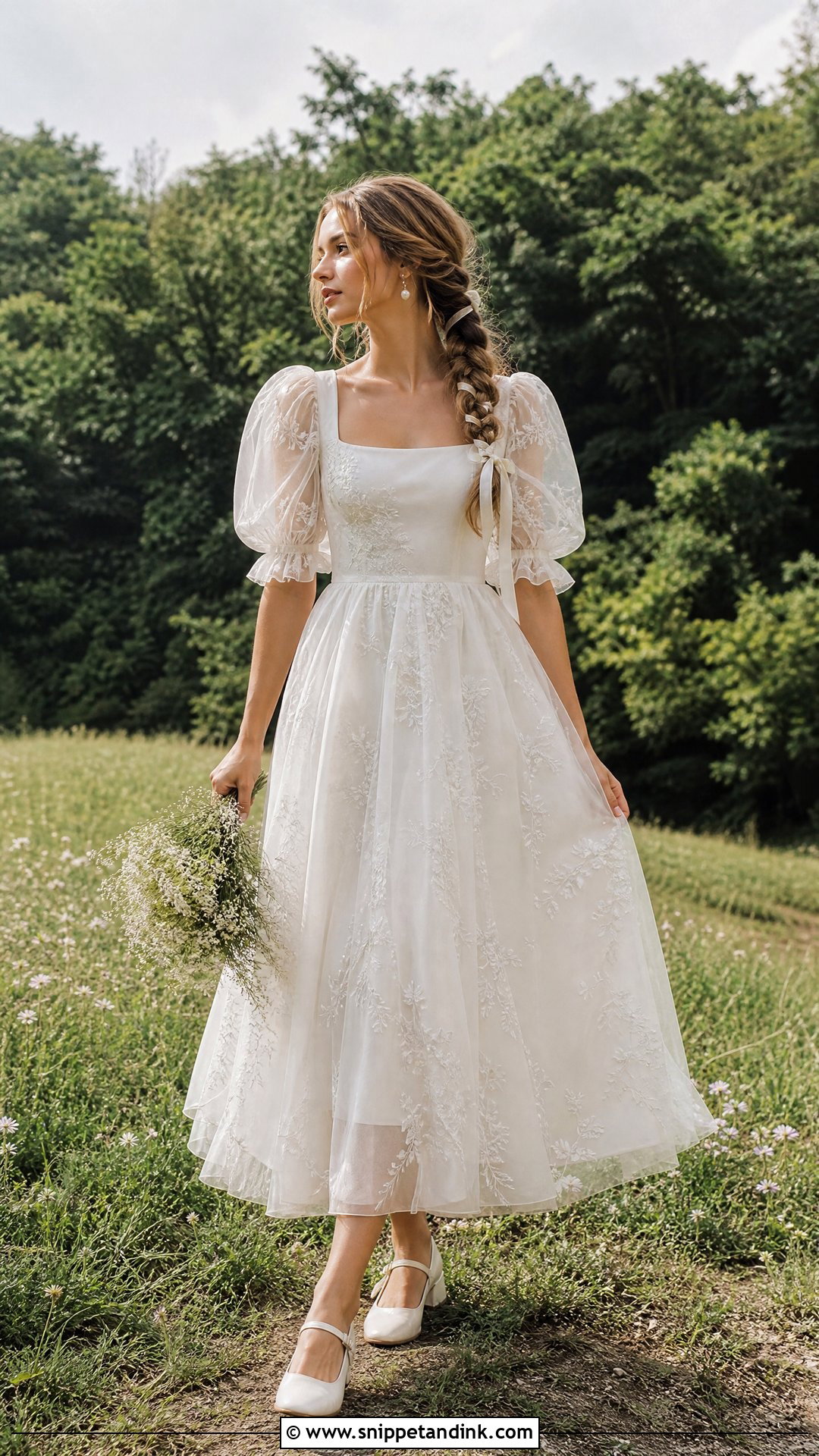 Puff Sleeve Cottagecore Woodland Wedding Dress - Snippet and Ink - 25 Woodland Wedding Dress Ideas