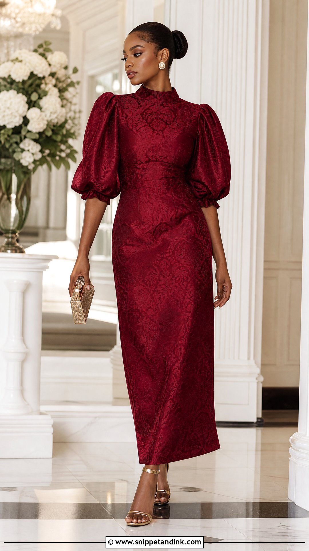 Puff Sleeve Damask Gown - Snippet and Ink - 20 Simple Damask Gown Style Ideas