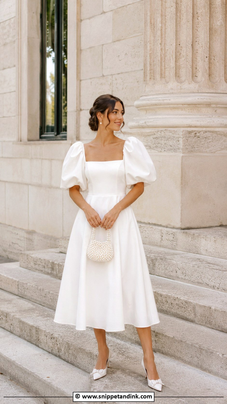Puff Sleeve Dress For Courthouse Wedding - Snippet and Ink - 30 Civil Wedding Dresses Courts