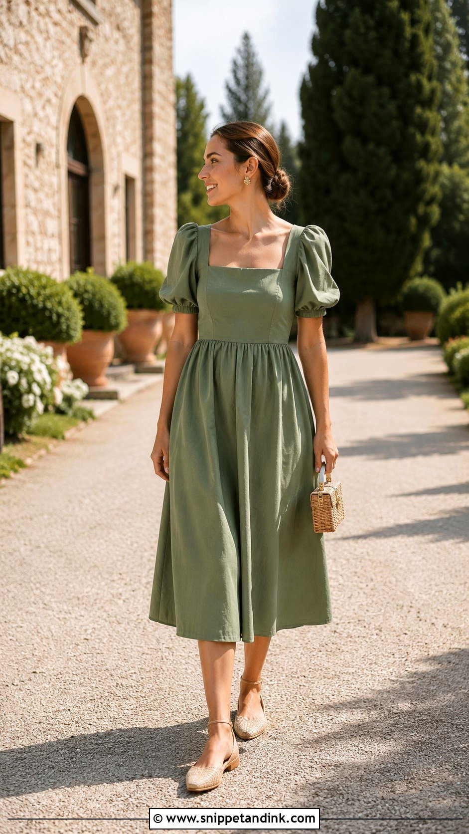 Puff Sleeve Dress Winery Bachelorette Outfit - Snippet and Ink - 20 Winery Bachelorette Party Outfit Ideas