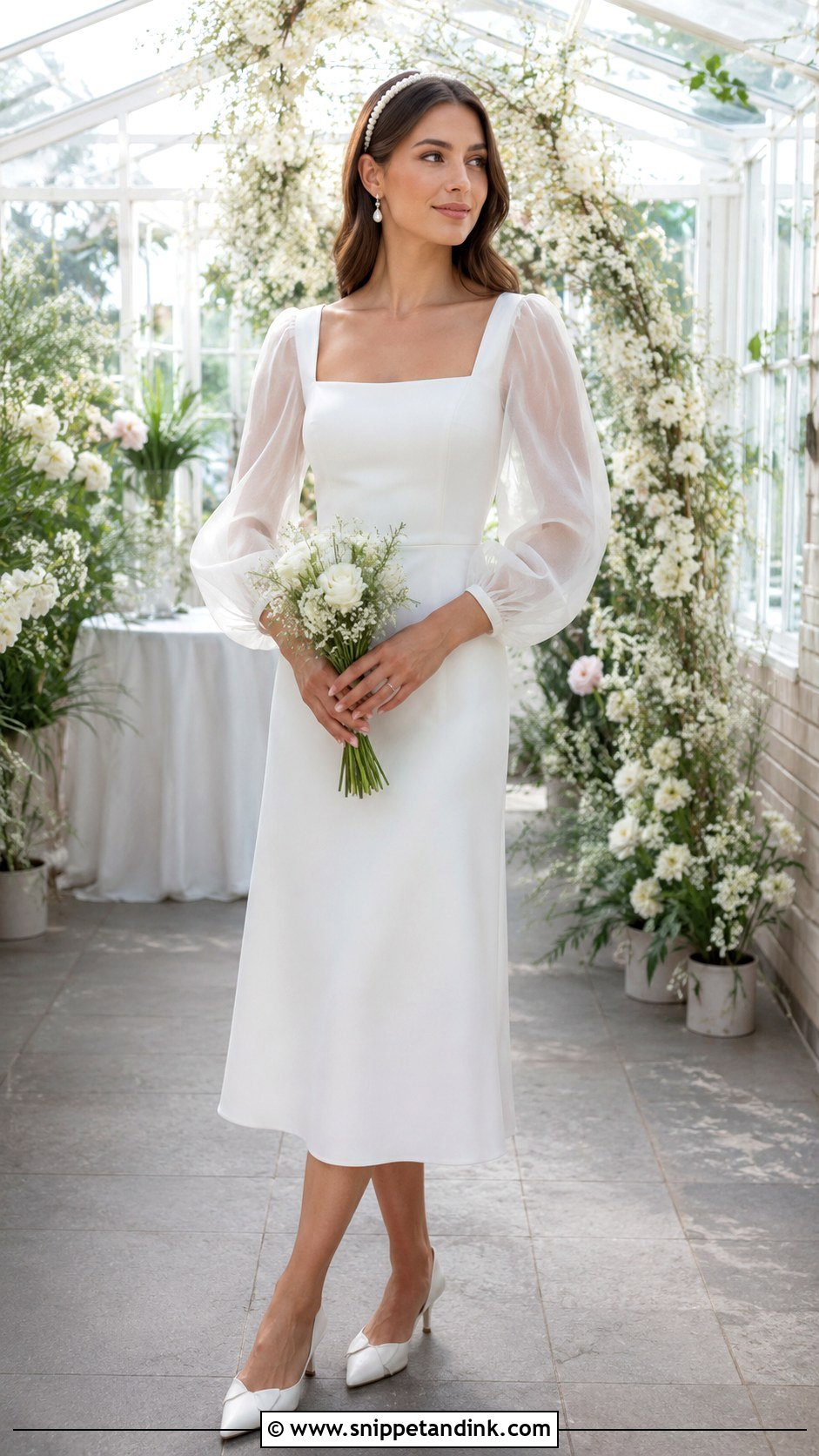 Puff Sleeve Elope Wedding Dress - Snippet and Ink - 20 Elope Wedding Dress Ideas