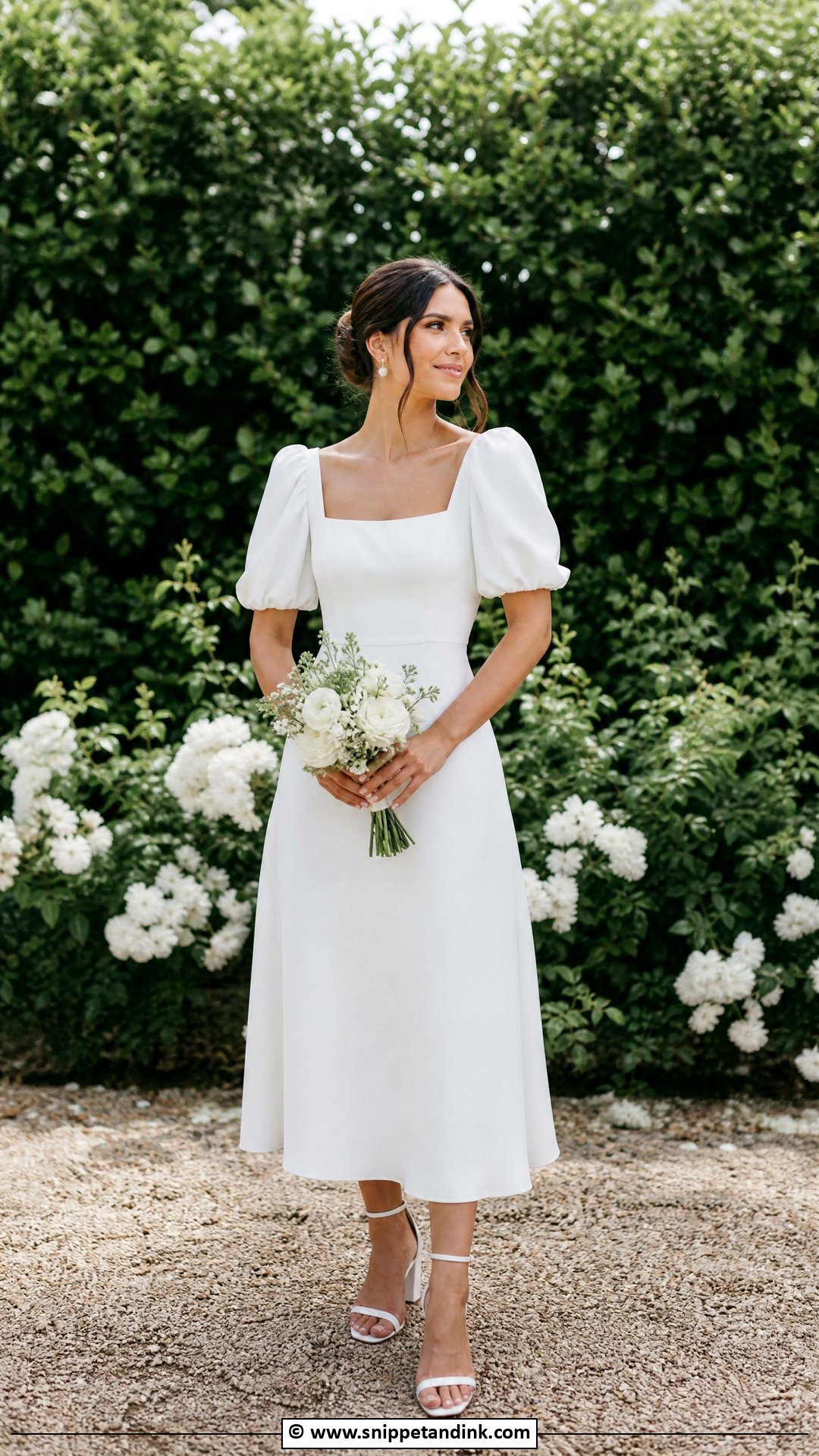 Puff Sleeve Elopement Dress - Snippet and Ink - 35 Elopement Dress Ideas