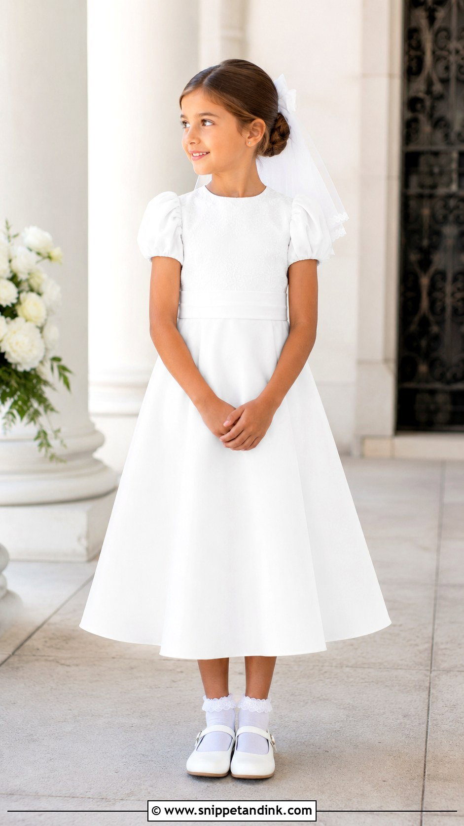 Puff Sleeve First Communion Dress - Snippet and Ink - 20 Designer First Communion Dresses