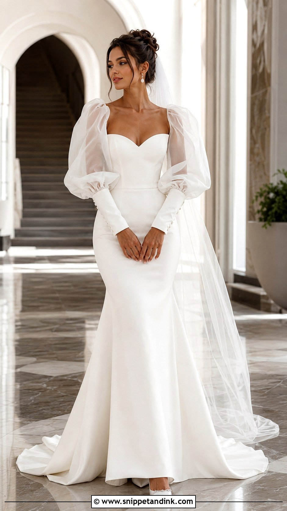 Puff Sleeve Fit and Flare Wedding Dress - Snippet and Ink - 20 Fit and Flare Wedding Dress with Sleeves