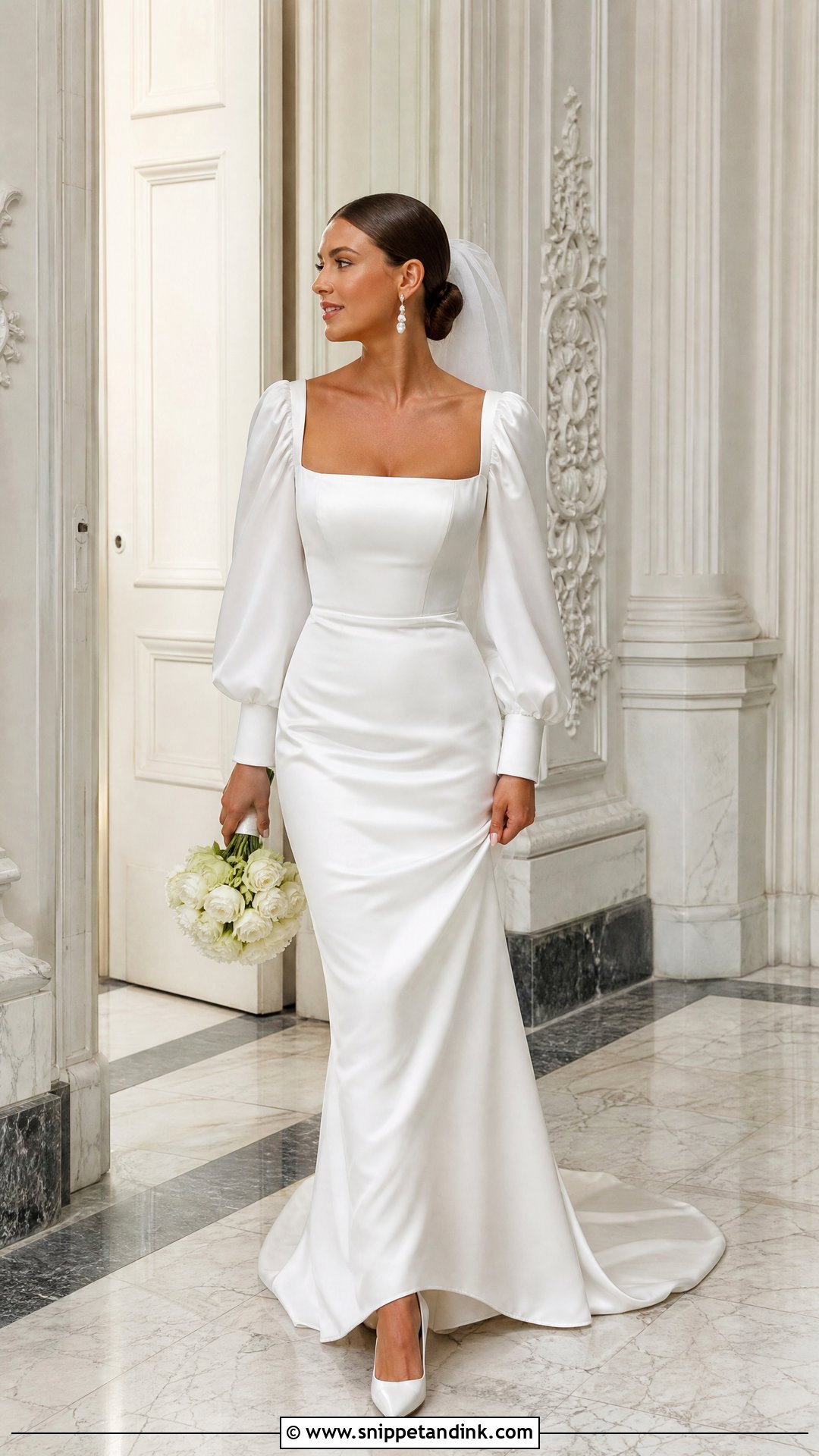 Puff Sleeve Fitted Wedding Dress - Snippet and Ink - 20 Tight Wedding Dress with Sleeves