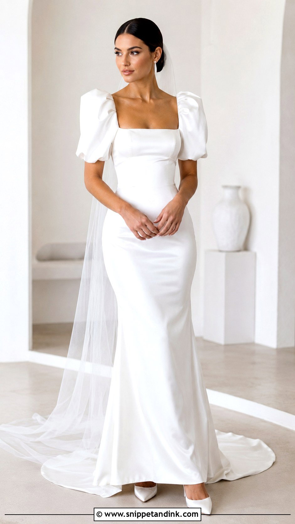 Puff Sleeve Fitted Wedding Dress - Snippet and Ink - 20 Fitted Wedding Dress with Sleeves