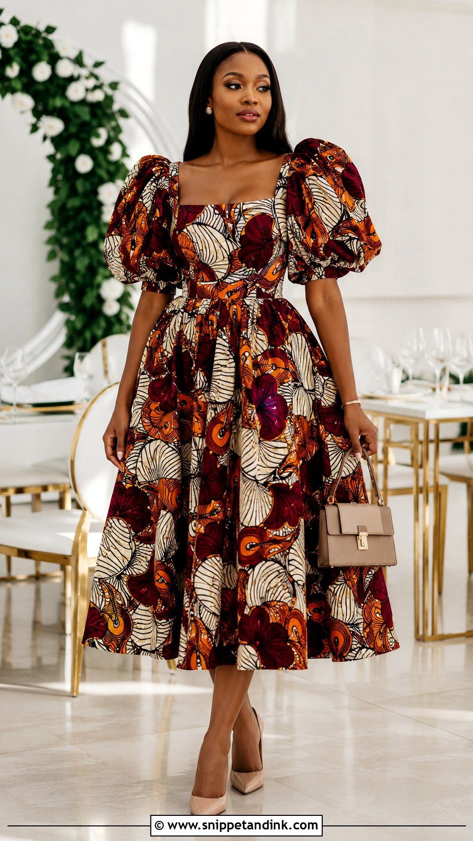 Puff Sleeve Flay Ankara Gown - Snippet and Ink - 20 Flay Ankara Gown Ideas
