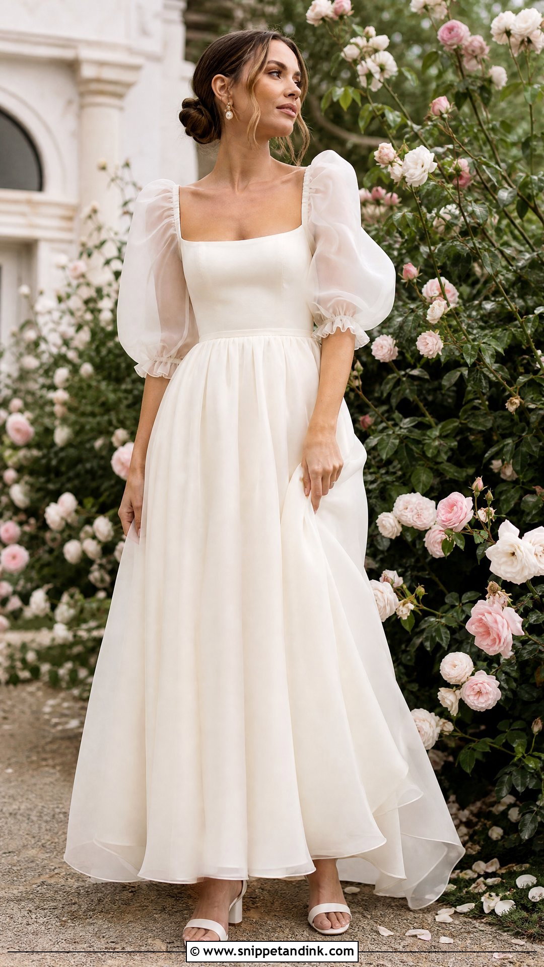 Puff Sleeve Garden Wedding Gown - Snippet and Ink - 25 Garden Wedding Gown Ideas
