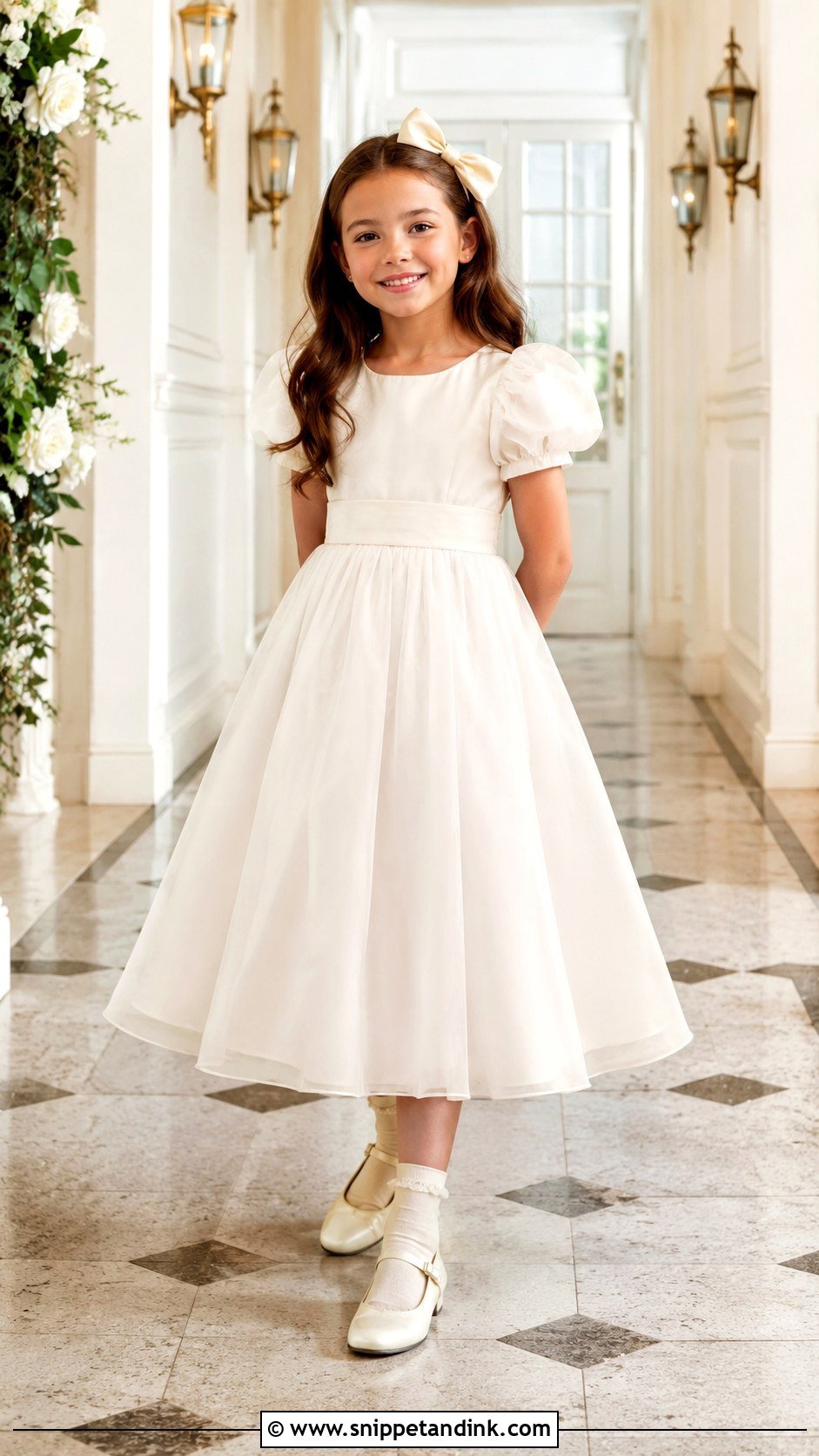 Puff Sleeve Girls Wedding Dress - Snippet and Ink - 25 Girls Wedding Dresses
