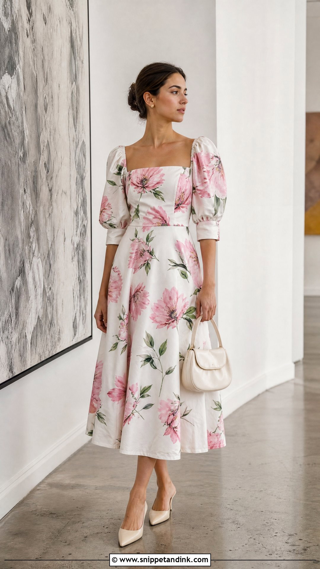 Puff Sleeve Gown With Kitten Heels - Snippet and Ink - 20 Simple Gown Styles for Materials