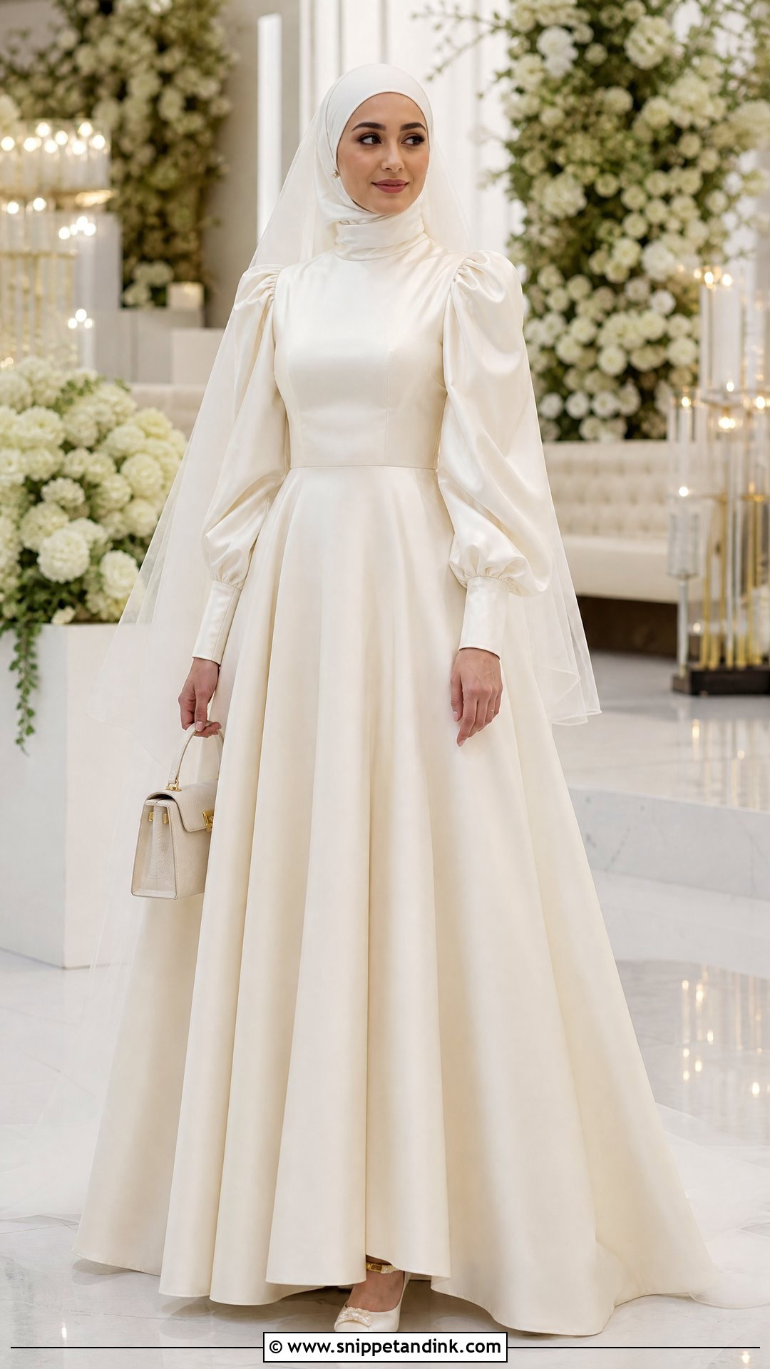 Puff Sleeve Hijabi Wedding Dress - Snippet and Ink - 25 Simple Hijabi Wedding Dress Ideas