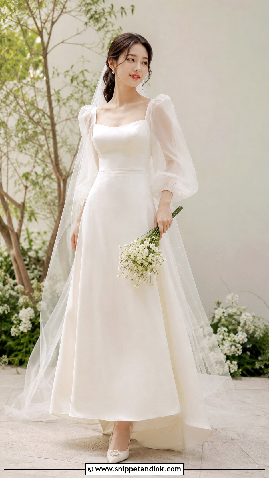 Puff Sleeve Kdrama Wedding Dress - Snippet and Ink - 20 Kdrama Wedding Dress Ideas