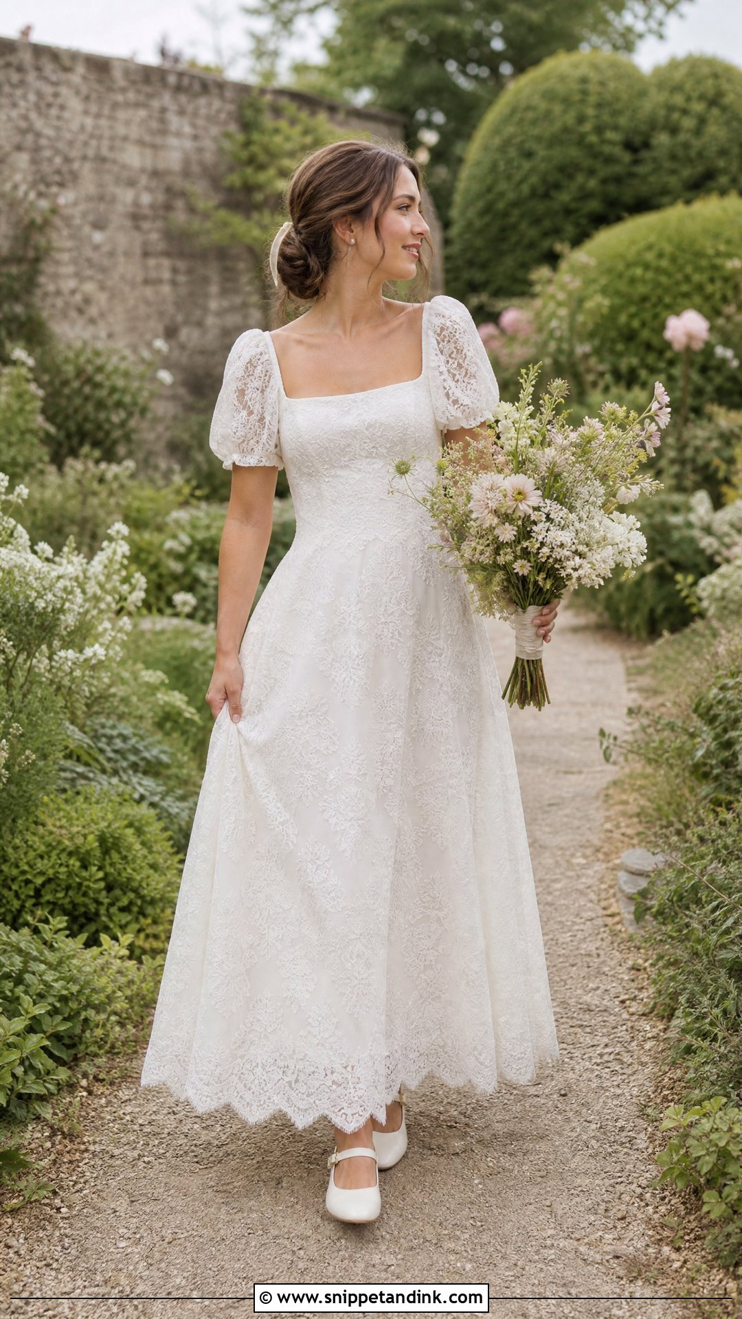 Puff Sleeve Lace Cottage Wedding Dress - Snippet and Ink - 25 Cottage Wedding Dress Ideas