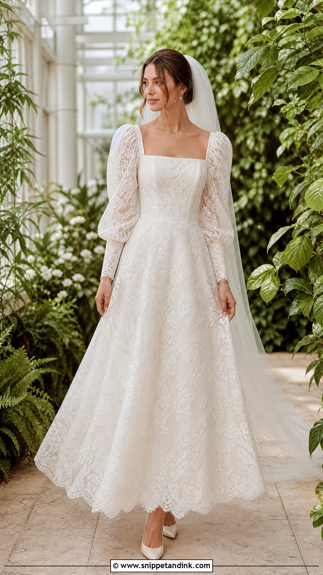 Puff Sleeve Lace Wedding Dress - Snippet and Ink - 20 Wedding Dresses with Lace Sleeves