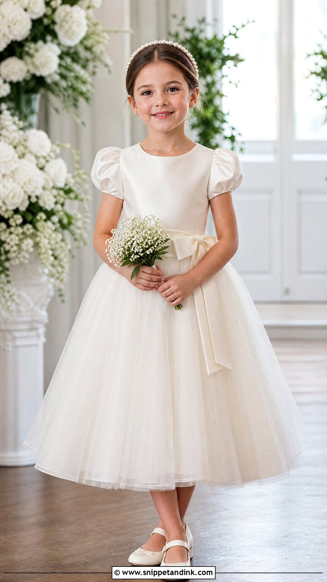 Puff Sleeve Little Bride Gown - Snippet and Ink - 25 Little Bride Gown Styles for Kids