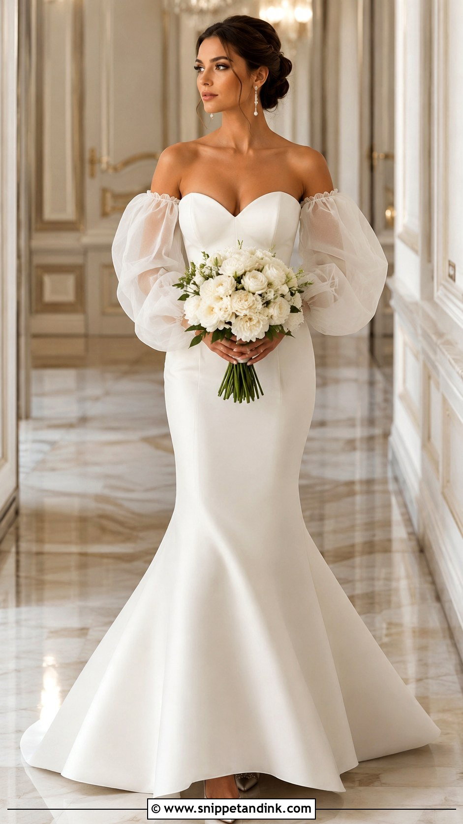 Puff Sleeve Mermaid Wedding Dress - Snippet and Ink - 25 Puffy Sleeve Wedding Dress Ideas