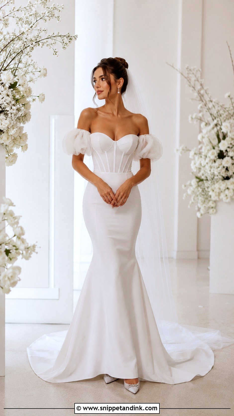 Puff Sleeve Mermaid Wedding Dress - Snippet and Ink - 30 Mermaid Wedding Dress with Sleeves
