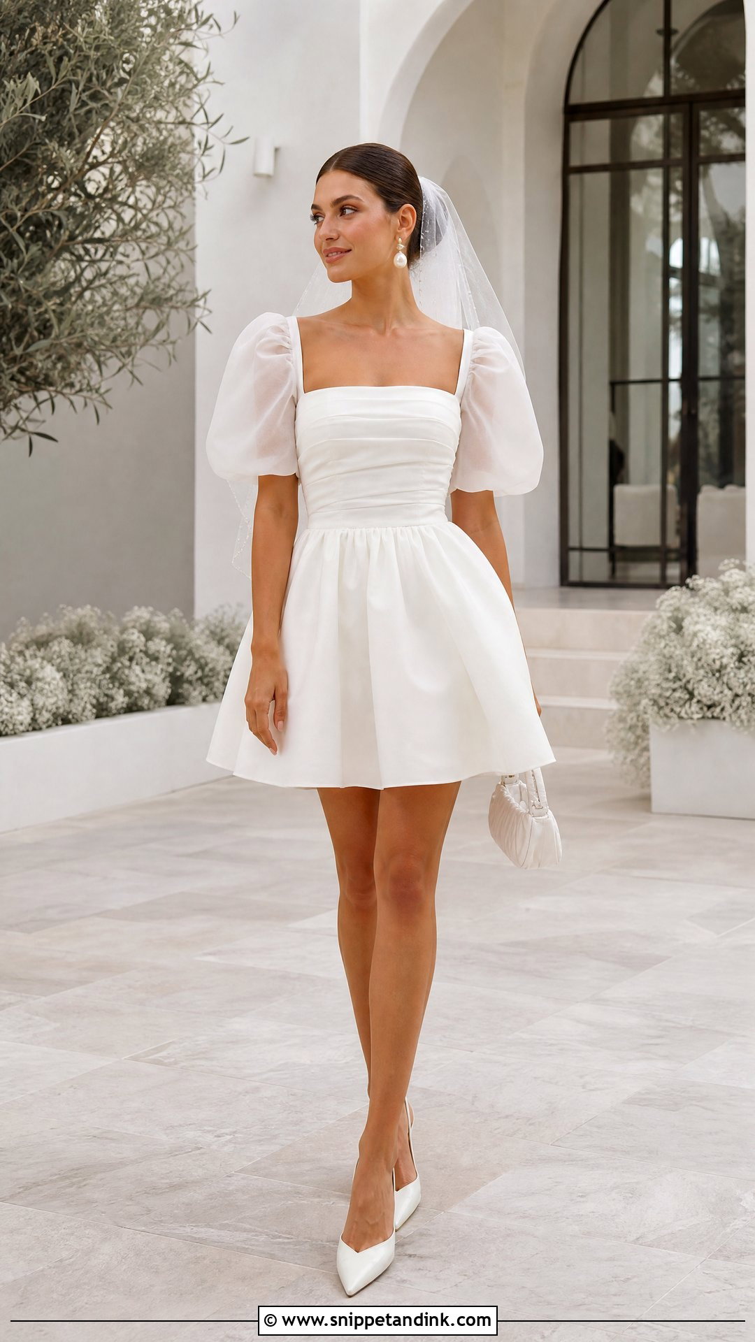 Puff Sleeve Mini Babydoll Wedding Dress - Snippet and Ink - 25 Babydoll Wedding Dress Ideas