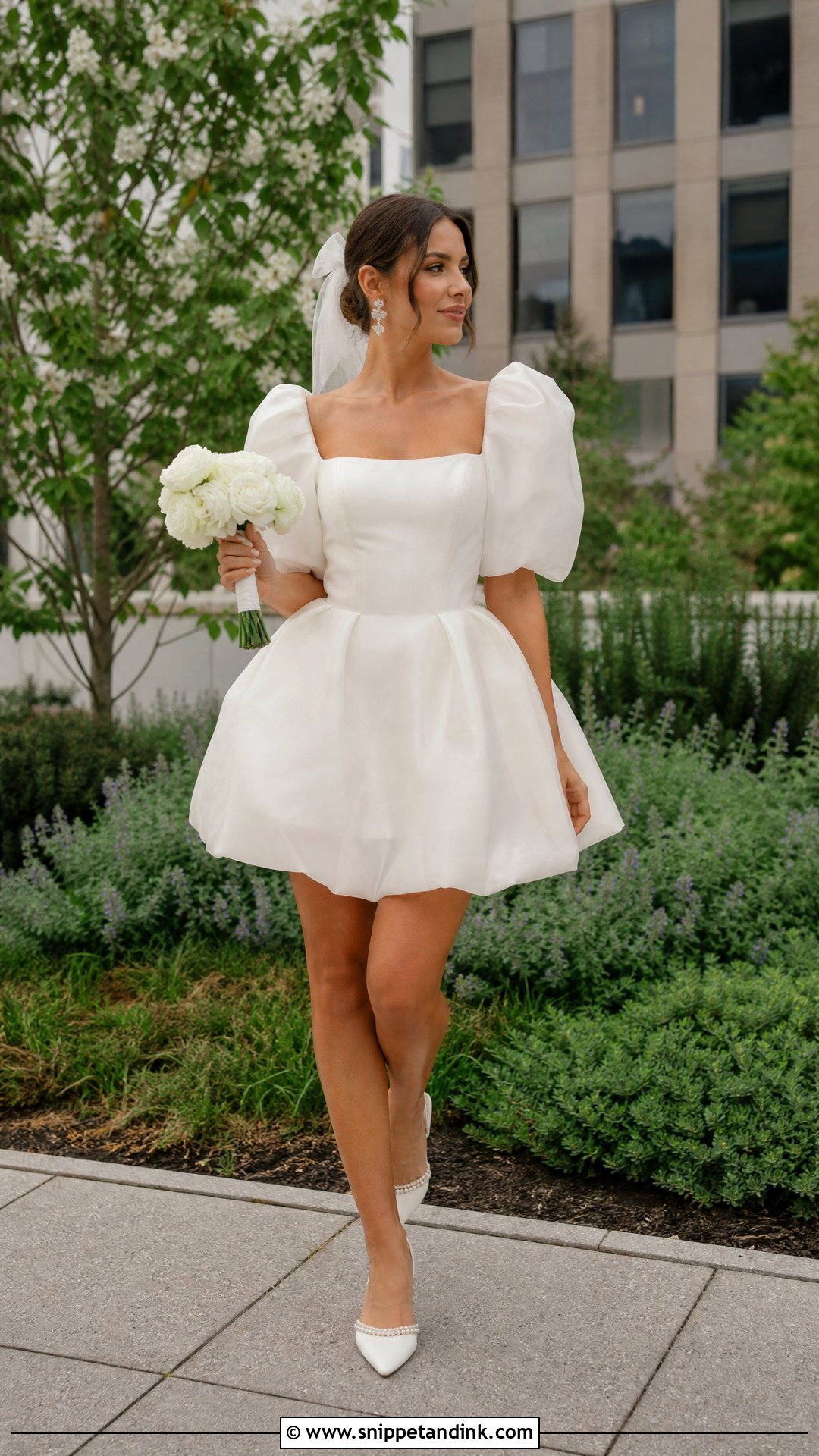 Puff Sleeve Mini Outdoor Wedding Dress - Snippet and Ink - 20 Outdoor Wedding Dresses